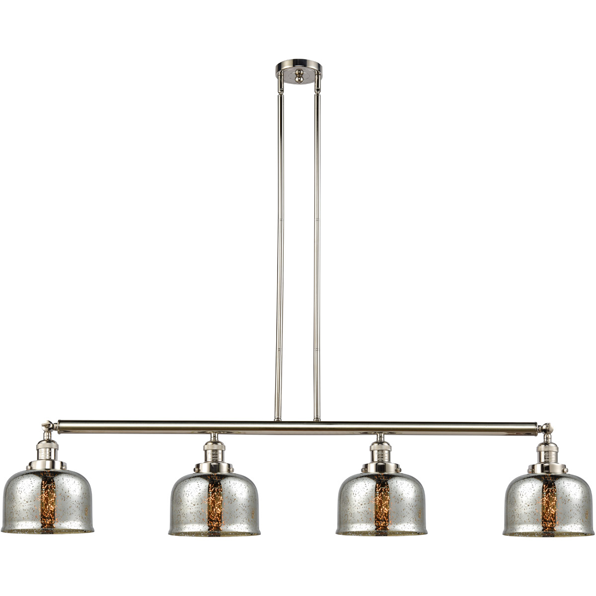Franklin Restoration Large Bell LED 52.63 inch Polished Nickel Island Light Ceiling Light in Silver Plated Mercury Glass, Franklin Restoration