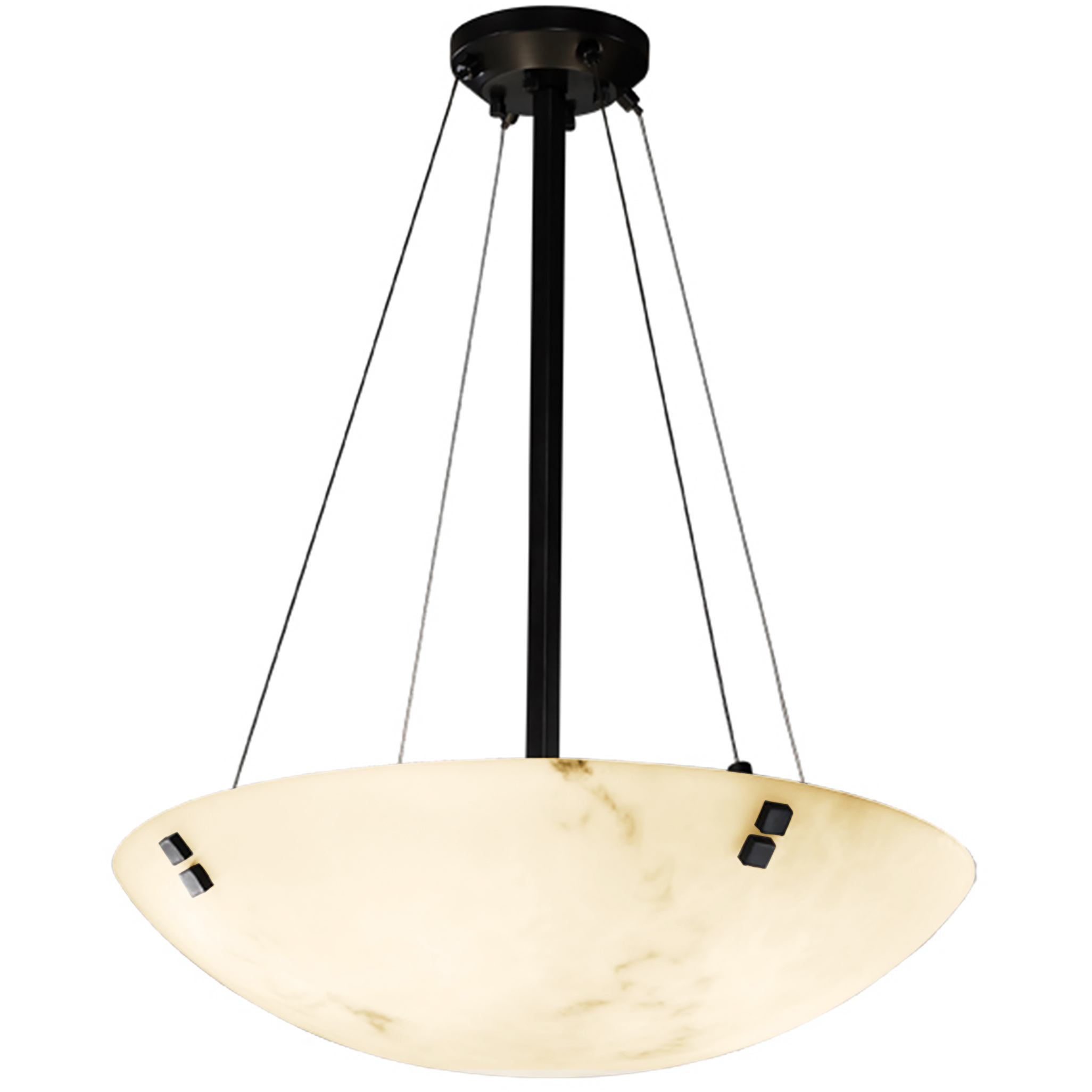 LumenAria LED 27 inch Dark Bronze Pendant Ceiling Light in 5000 Lm LED, Pair of Cylinders, Round Bowl, Finials