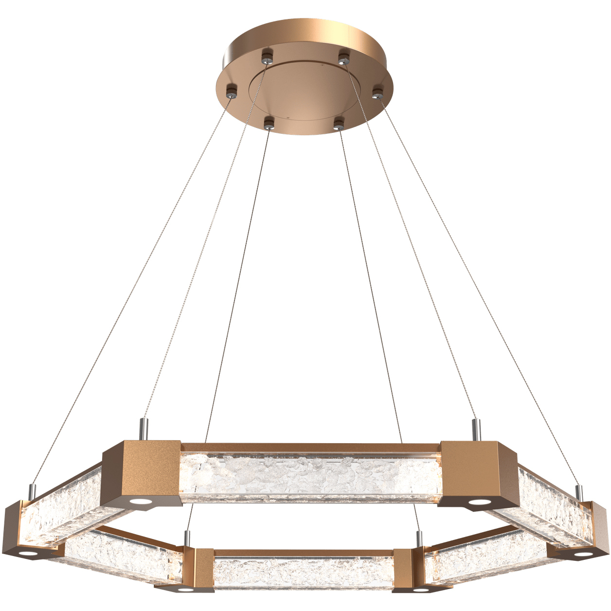 Axis LED 34.6 inch Novel Brass Chandelier Ceiling Light in 3000K LED, Hexagonal Ring