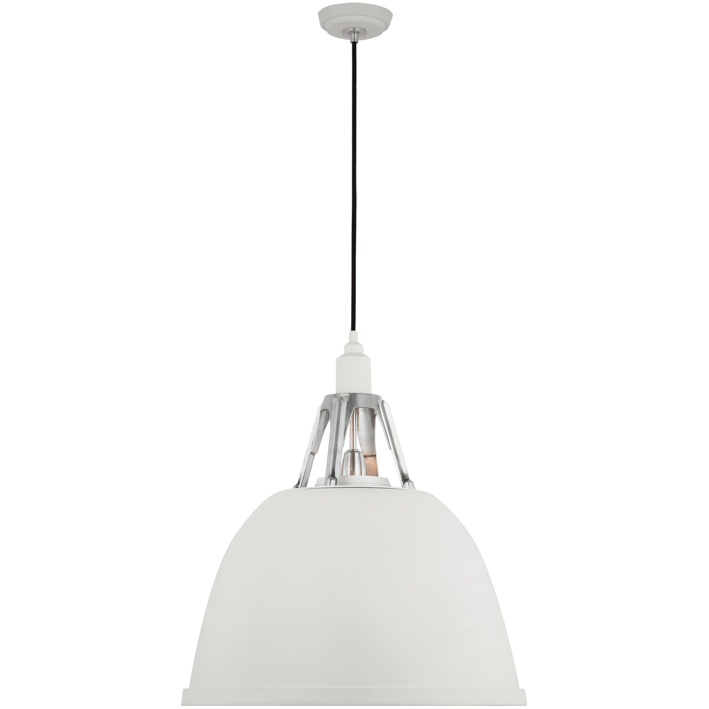 Thomas O'Brien Gunner LED 22 inch White and Polished Aluminum Pendant Ceiling Light