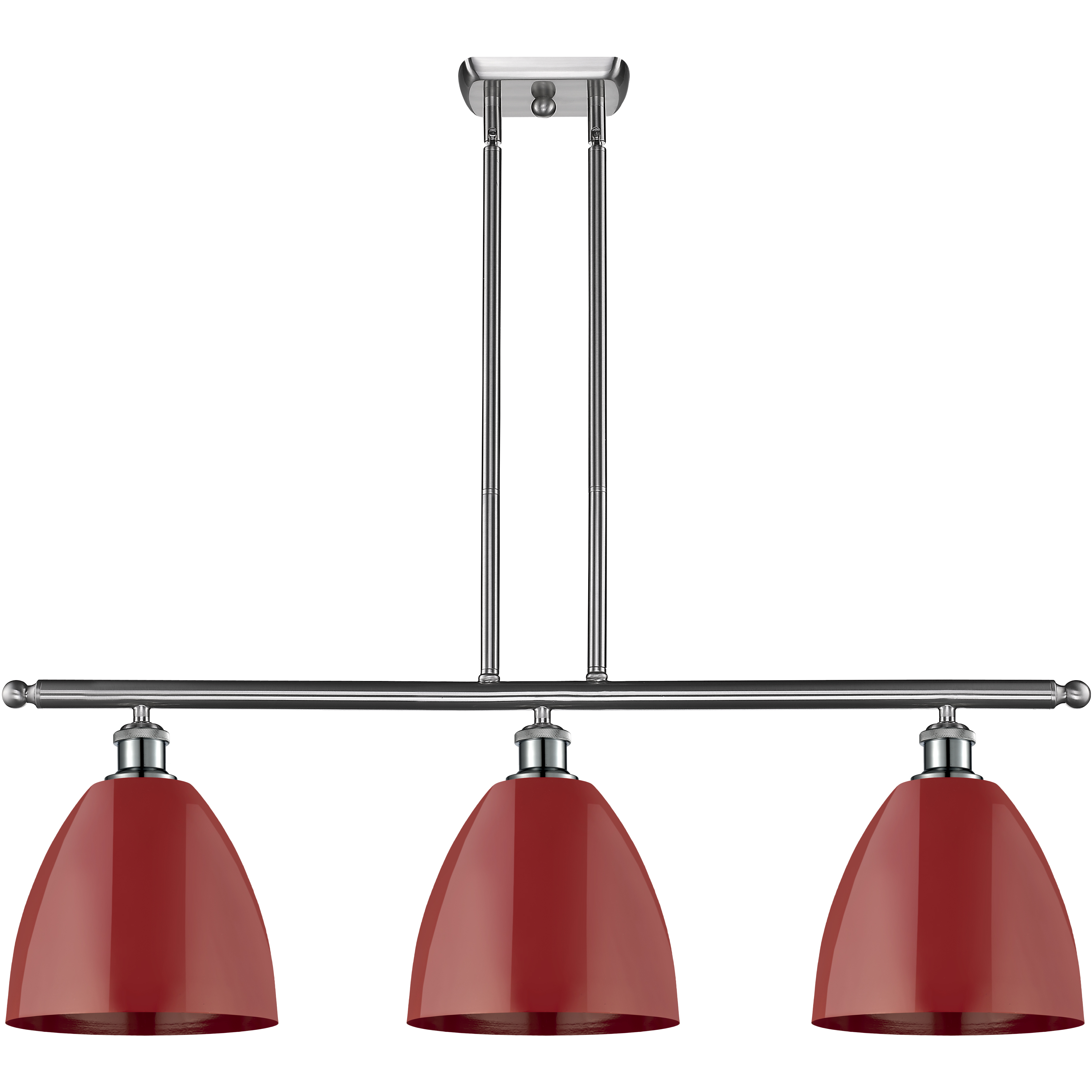 Ballston Plymouth Dome LED 36 inch Brushed Satin Nickel Island Light Ceiling Light in Matte Red