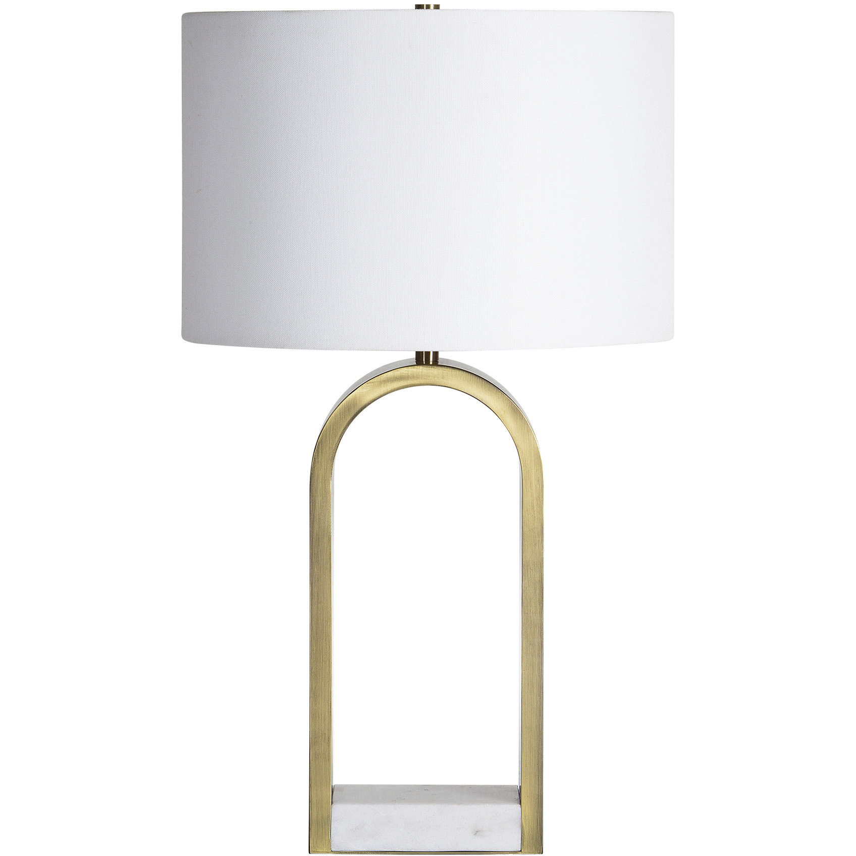 Joline 26.5 inch 100 watt Antique Brushed Brass and White Table Lamp Portable Light