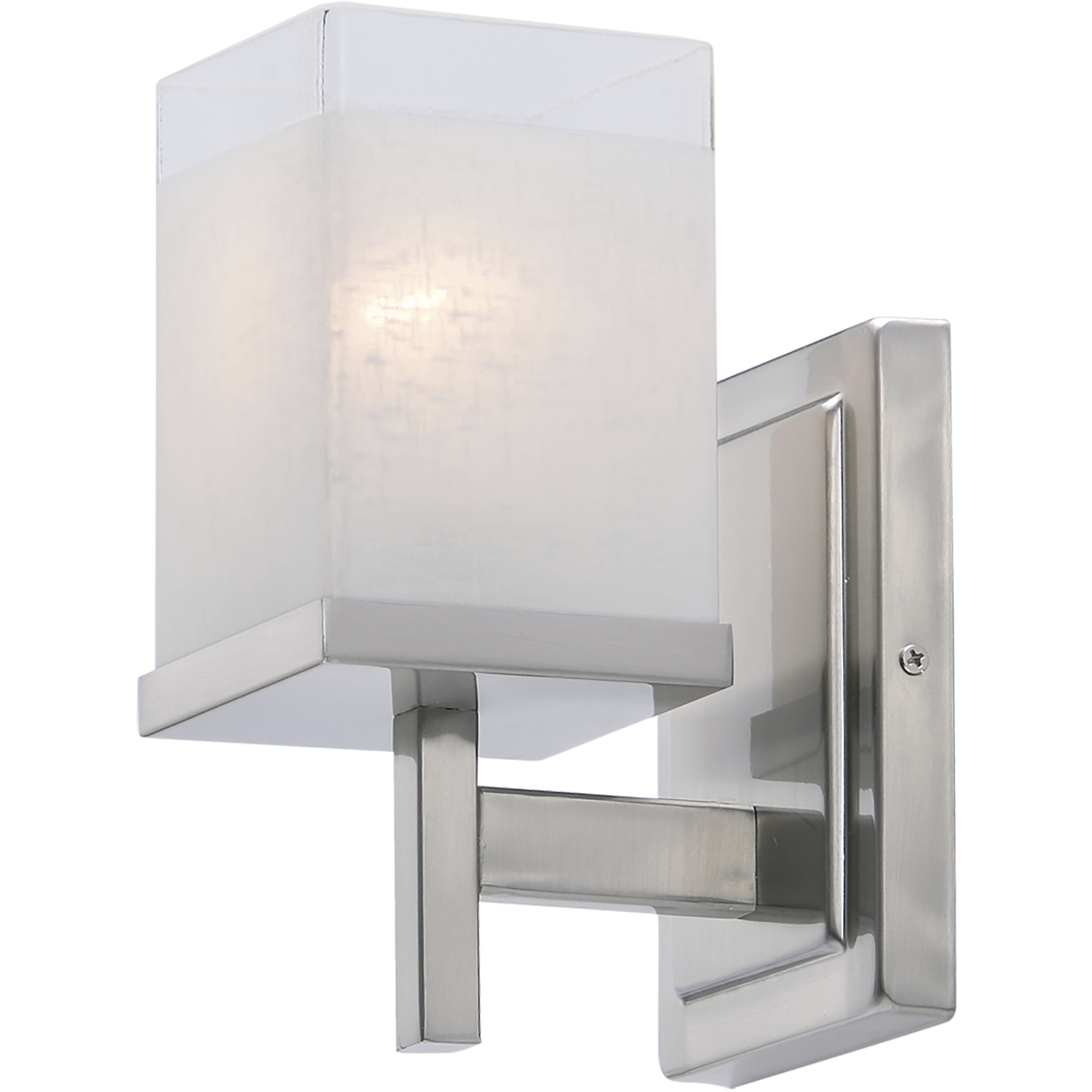 Tetra 1 Light 6 inch Satin Nickel Bath Vanity Wall Light in White Linen