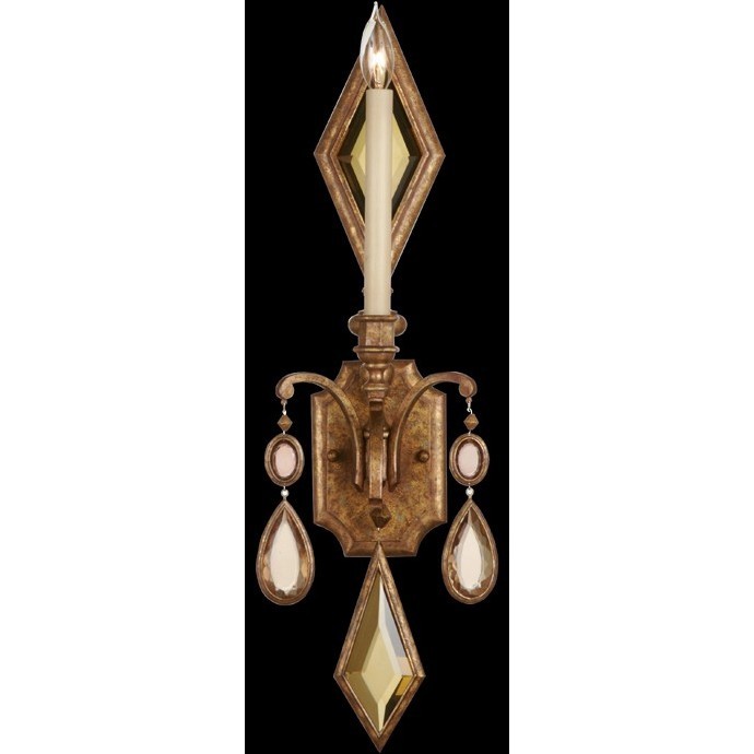 Encased Gems Sconce Wall Light in Gold, Multi-Colored Crystal