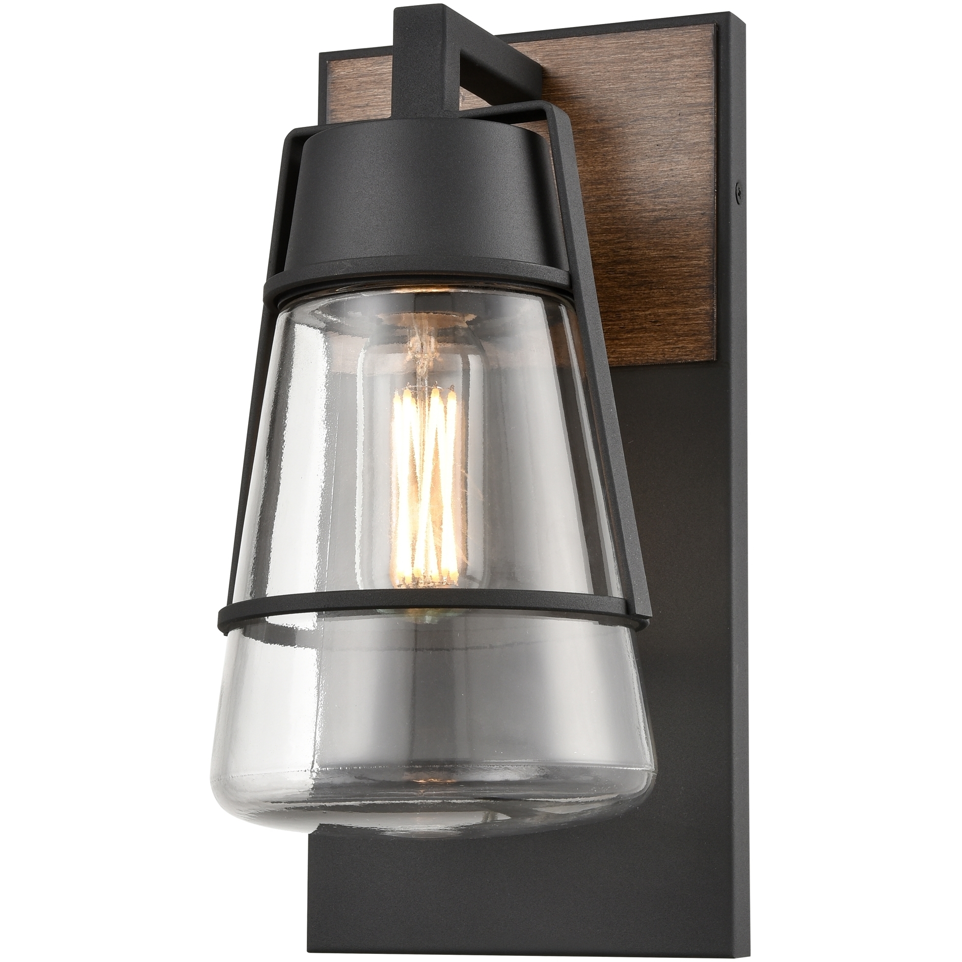 Lake Of The Woods 1 Light 11.5 inch Black and Ironwood on Metal Outdoor Sconce