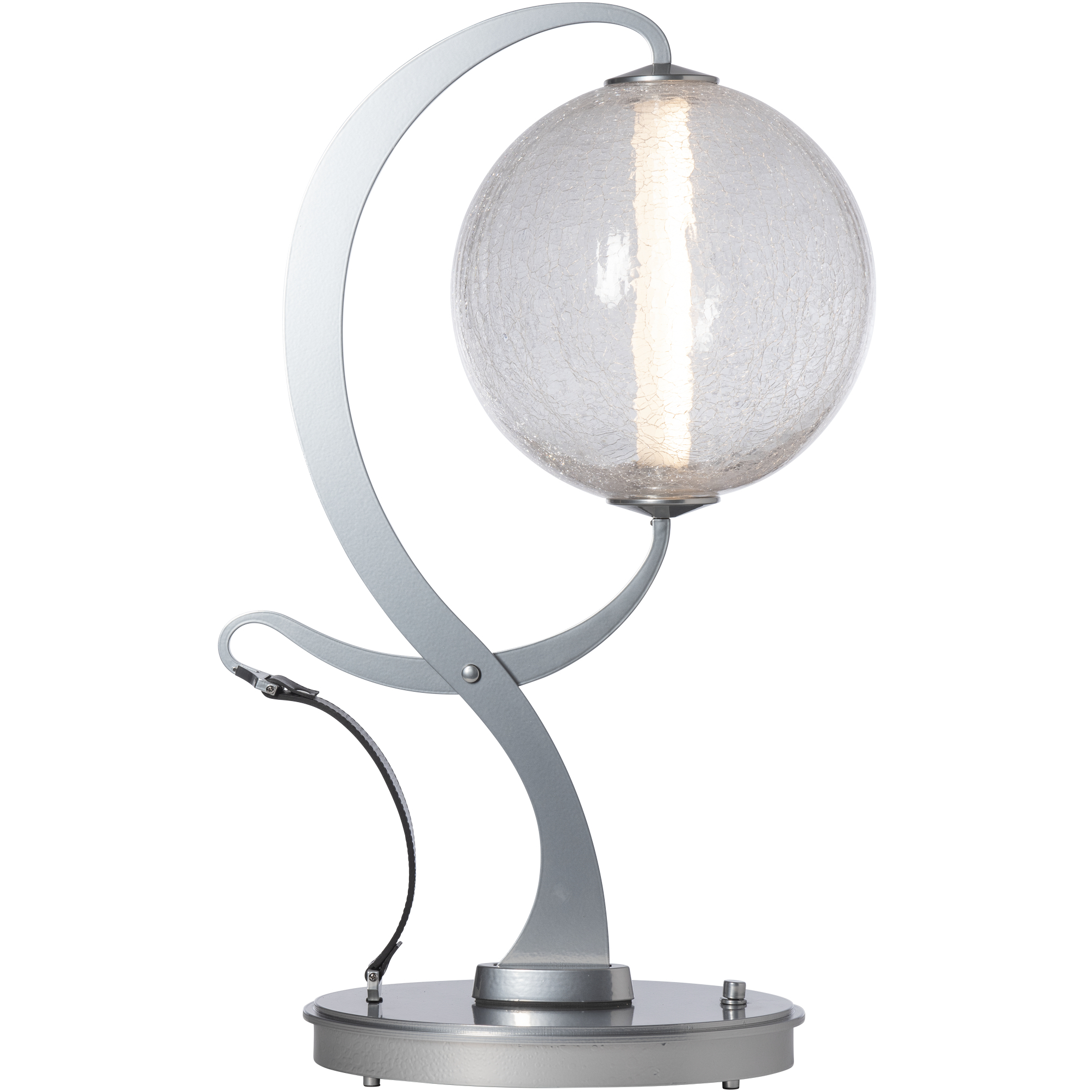Pression 24.5 inch 4.3 watt Sterling Table Lamp Portable Light in Leather Black, Crackle