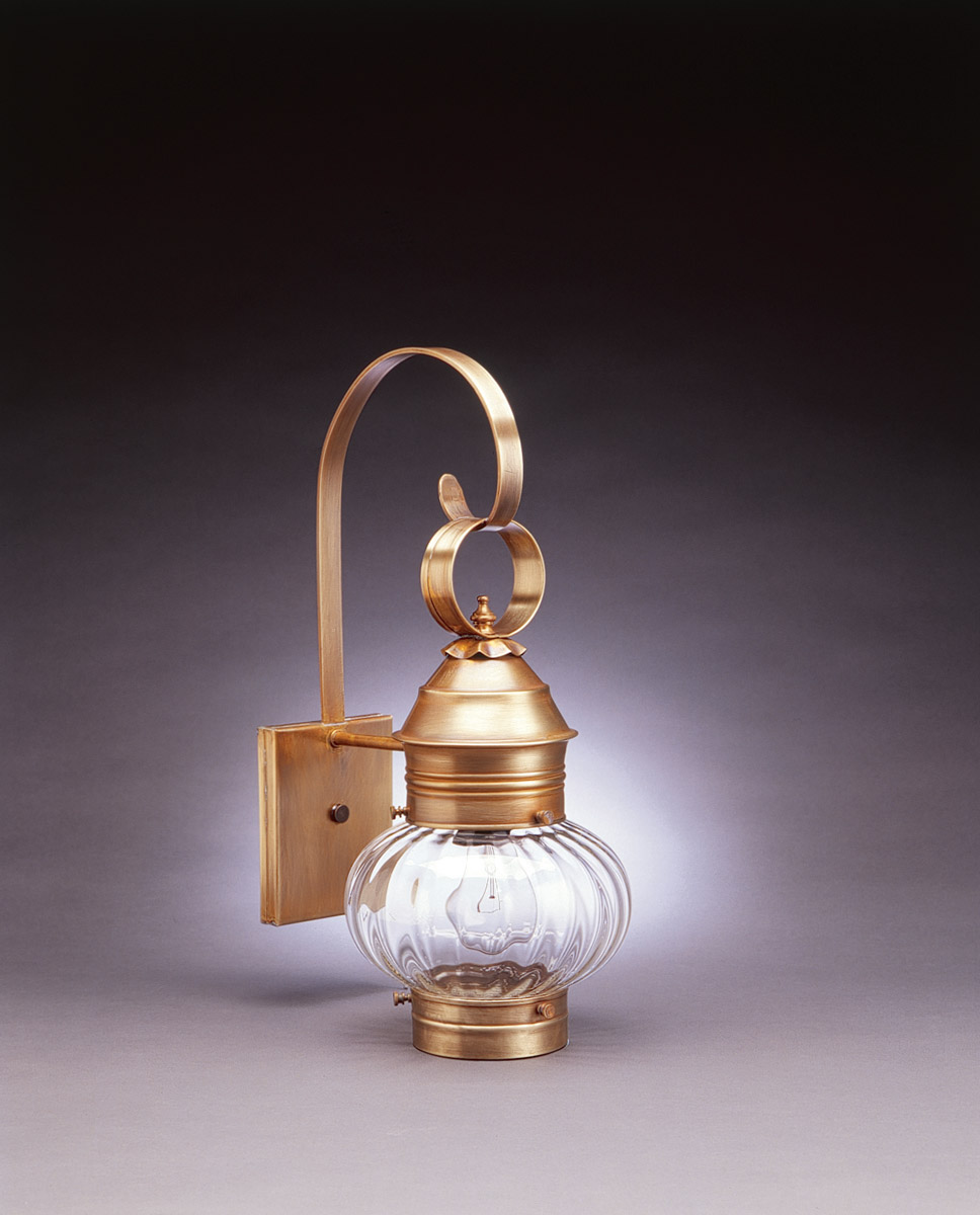 Cageless Onion 1 Light 18.5 inch Dark Brass Outdoor Wall Light in Clear Seedy Glass