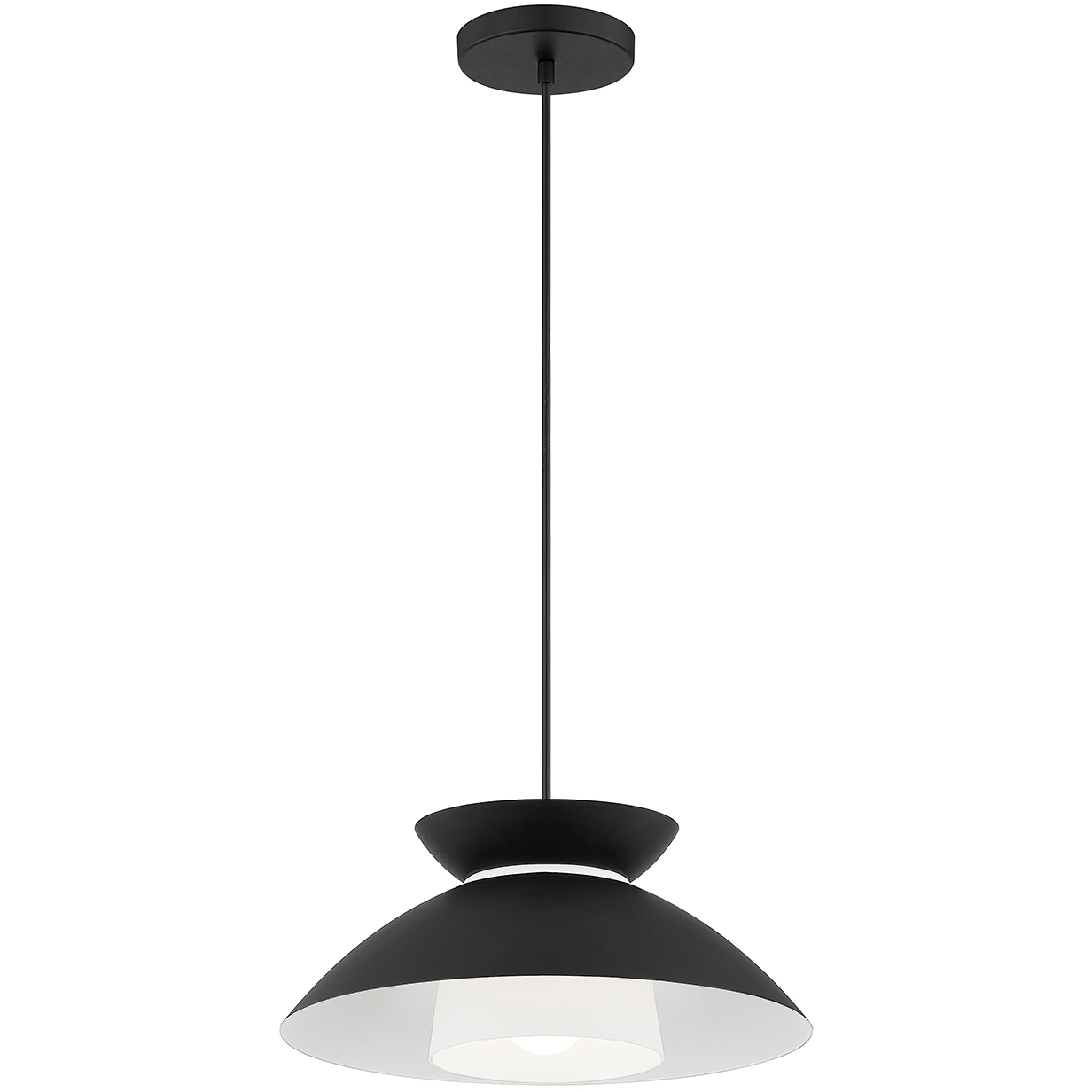 Fusion Collection 1 Light 14.25 inch Matte Black Pendant Ceiling Light, Noreen Family