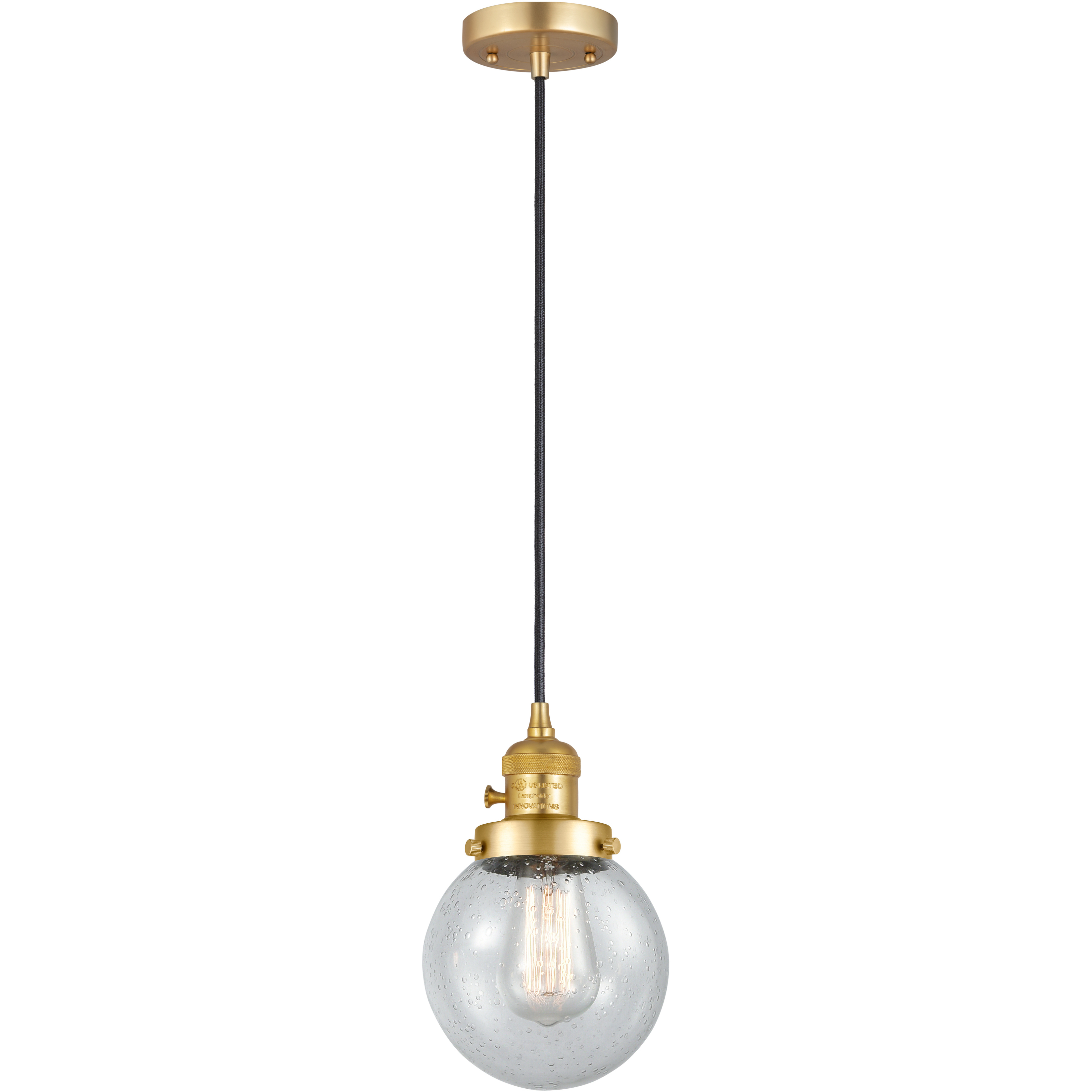 Franklin Restoration Beacon 1 Light 6 inch Satin Gold Mini Pendant Ceiling Light in Incandescent, Seedy