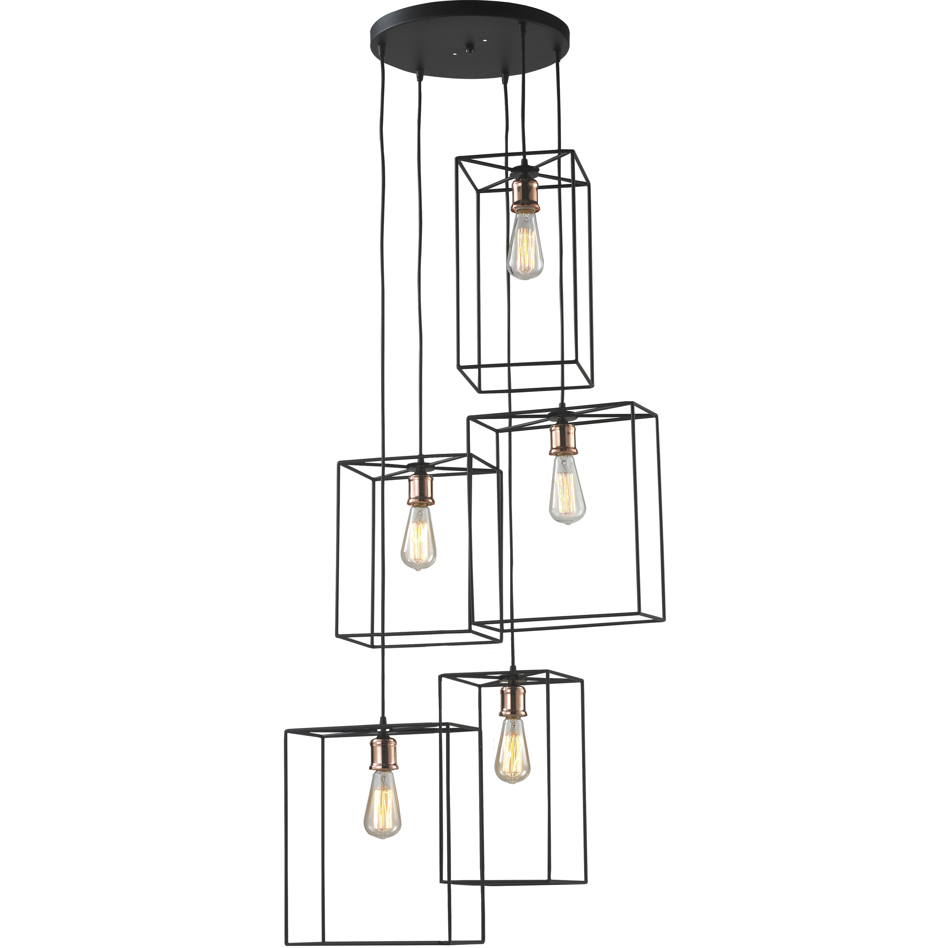Box 5 Light 21 inch Oil Rubbed Bronze with Copper Chandelier Ceiling Light