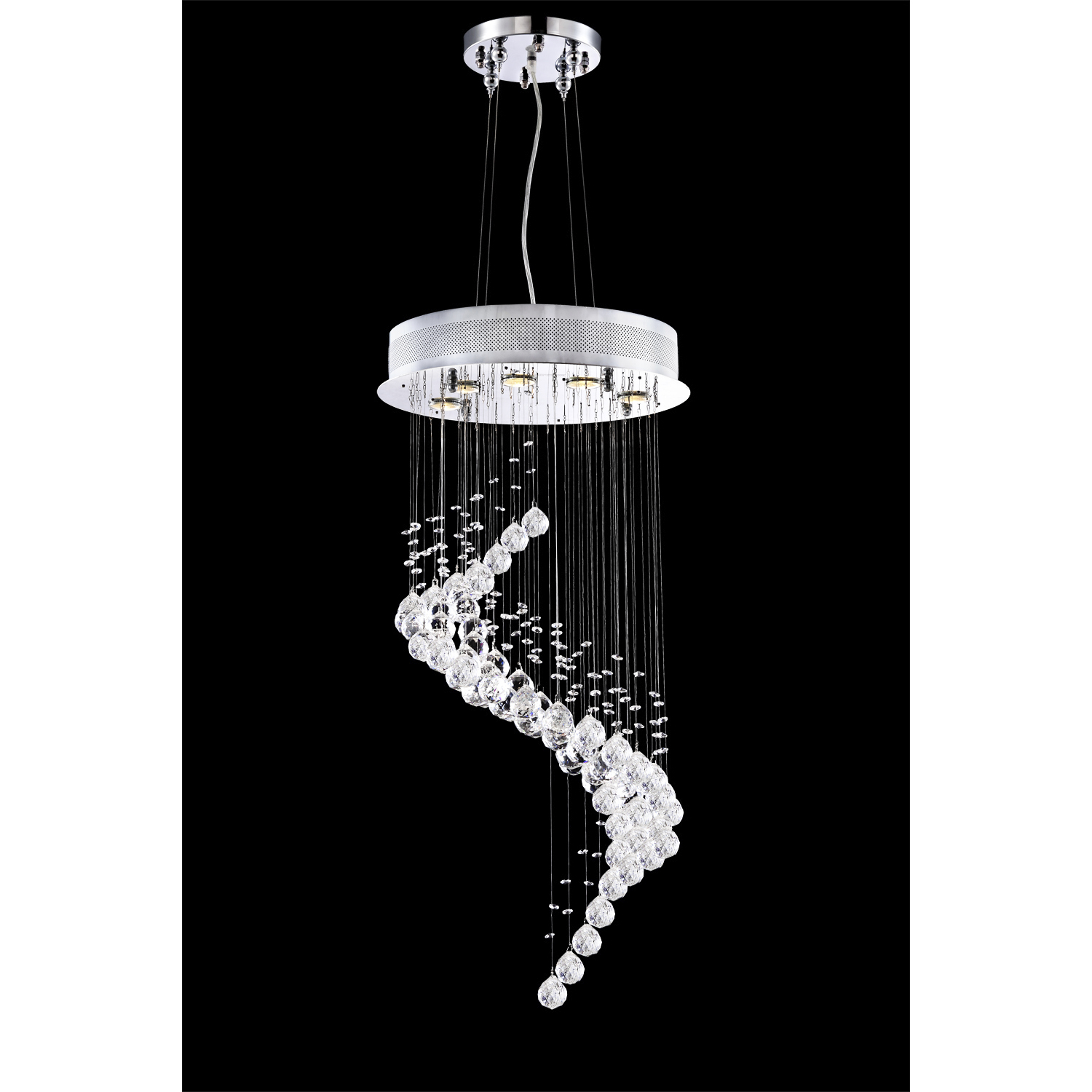 Crystal Rain 5 Light 17 inch Silver Chandelier Ceiling Light
