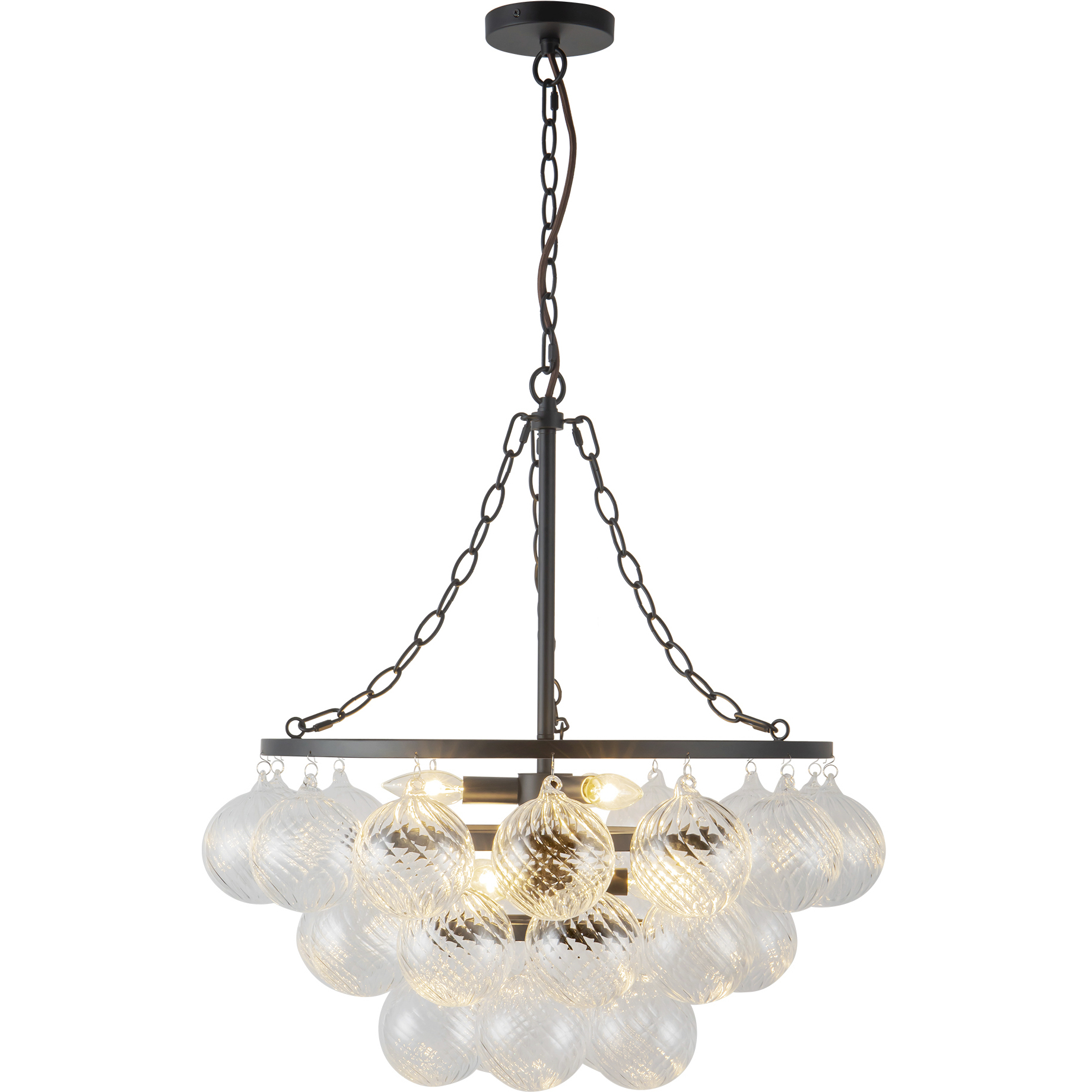 Alora Mood Faye 6 Light 24.13 inch Matte Black Chandelier Ceiling Light in Clear Ribbed Glass