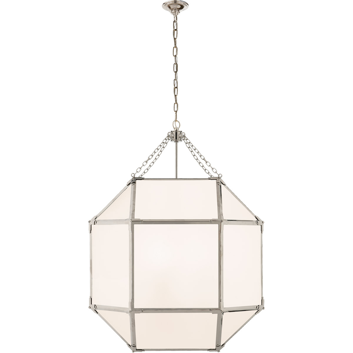 Suzanne Kasler Morris 3 Light 23.25 inch Polished Nickel Lantern Pendant Ceiling Light in White Glass, Large