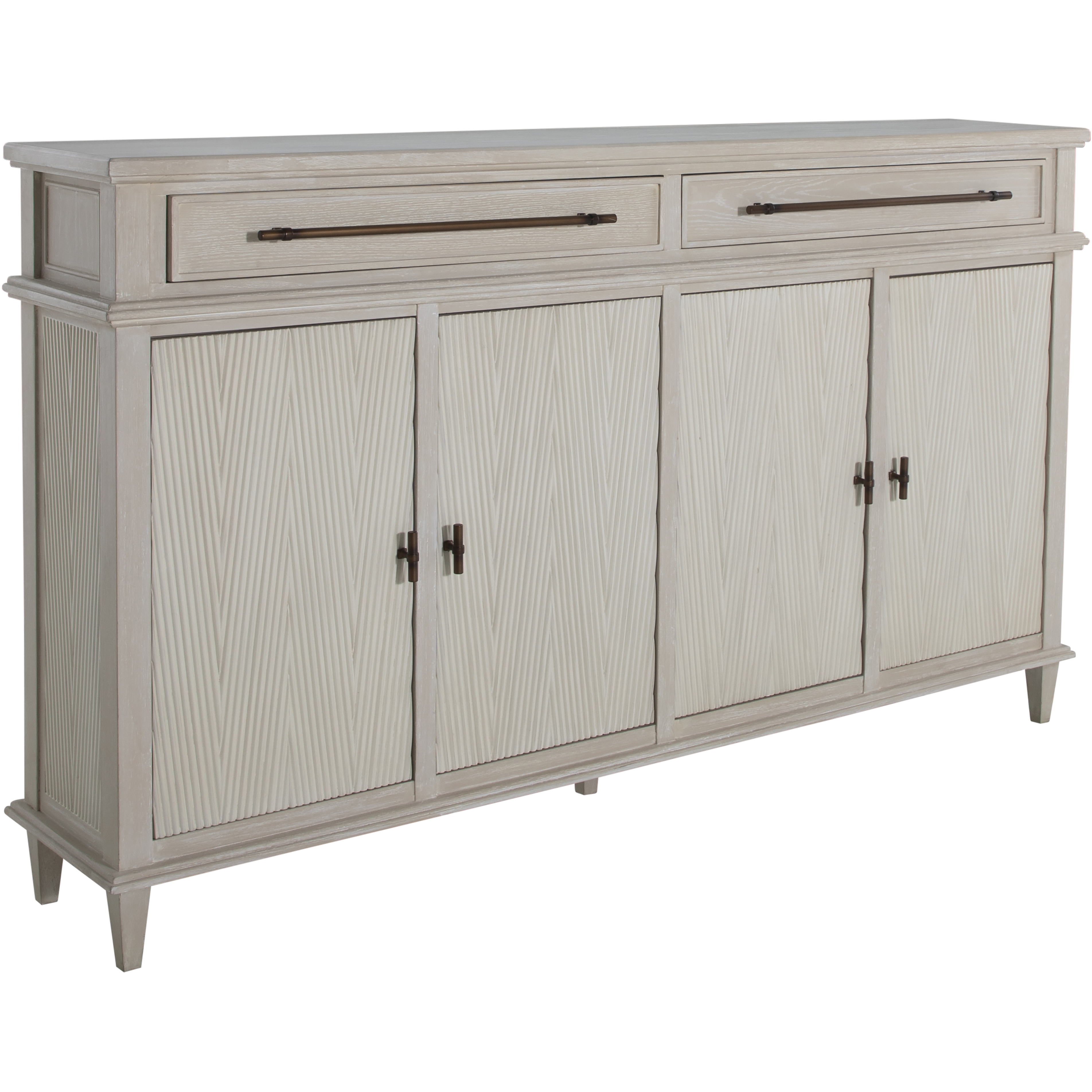 Isaac Cerused White and Sesame White Long Cabinet