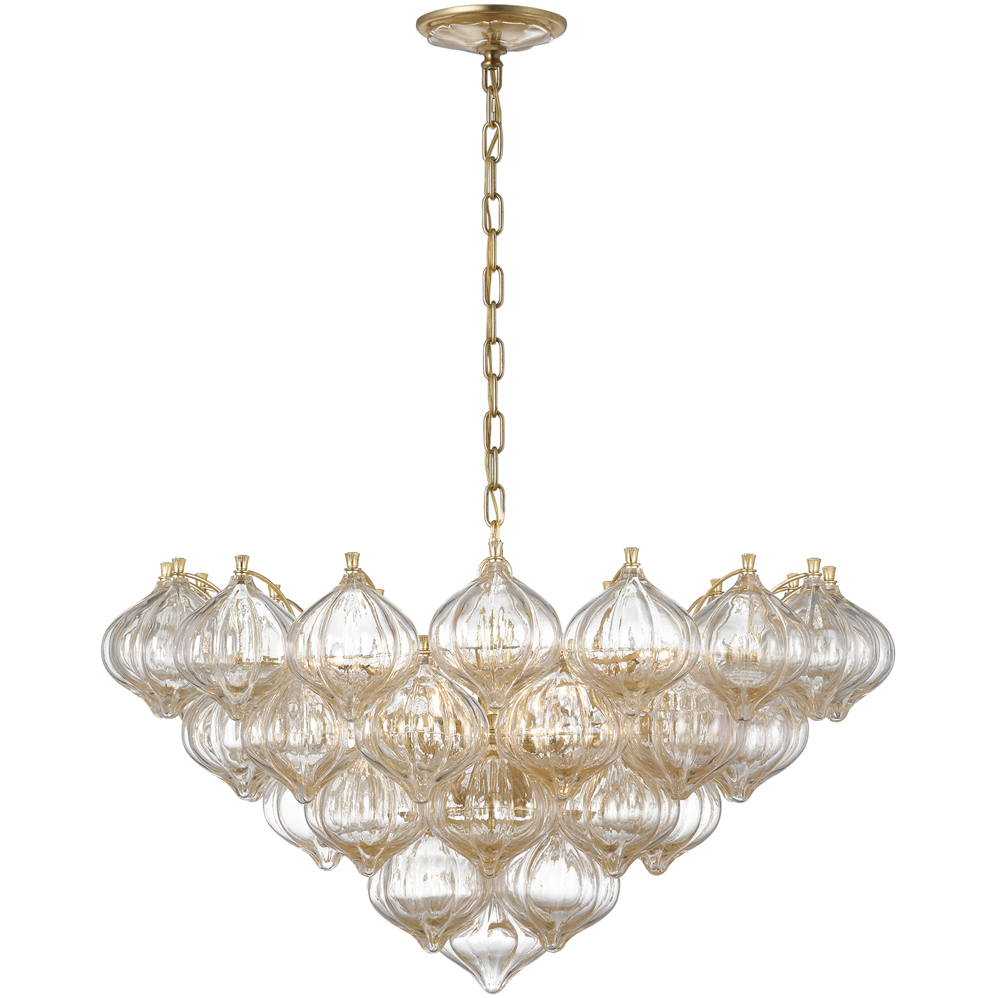 Julie Neill Caselli LED 35.5 inch Gild Basket Chandelier Ceiling Light in Gold Fleck Glass