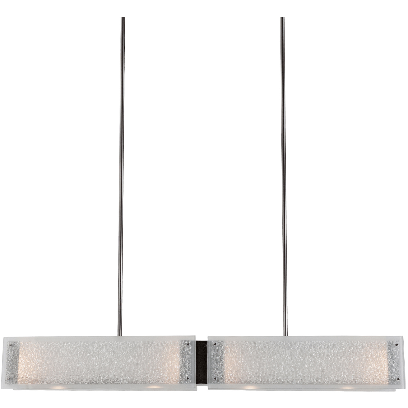 Textured Glass LED 44.4 inch Matte Black Linear Pendant Ceiling Light in Frosted Granite, 2700K LED