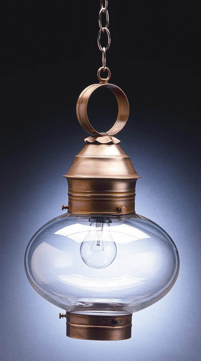 Cageless Onion 1 Light 9.75 inch Dark Brass Outdoor Ceiling Light in Clear Seedy Glass