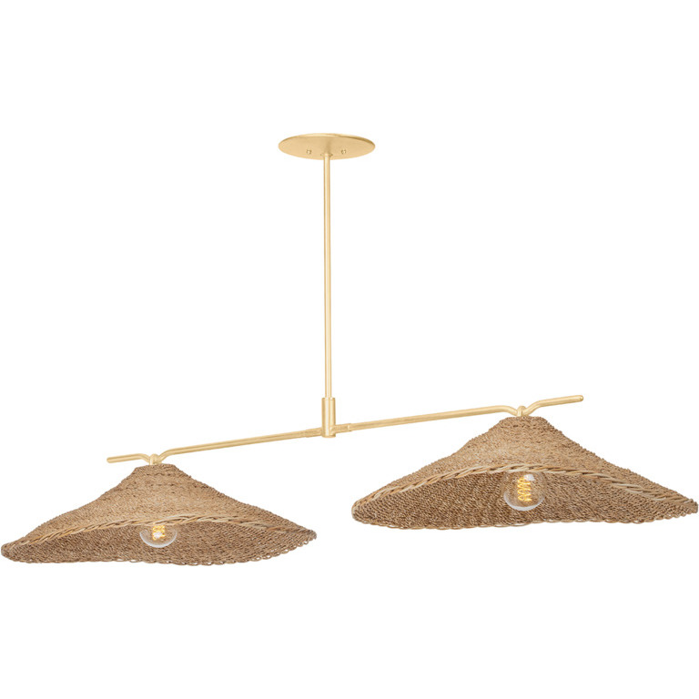 Valier 2 Light 56.25 inch Vintage Gold Leaf Island Light Ceiling Light