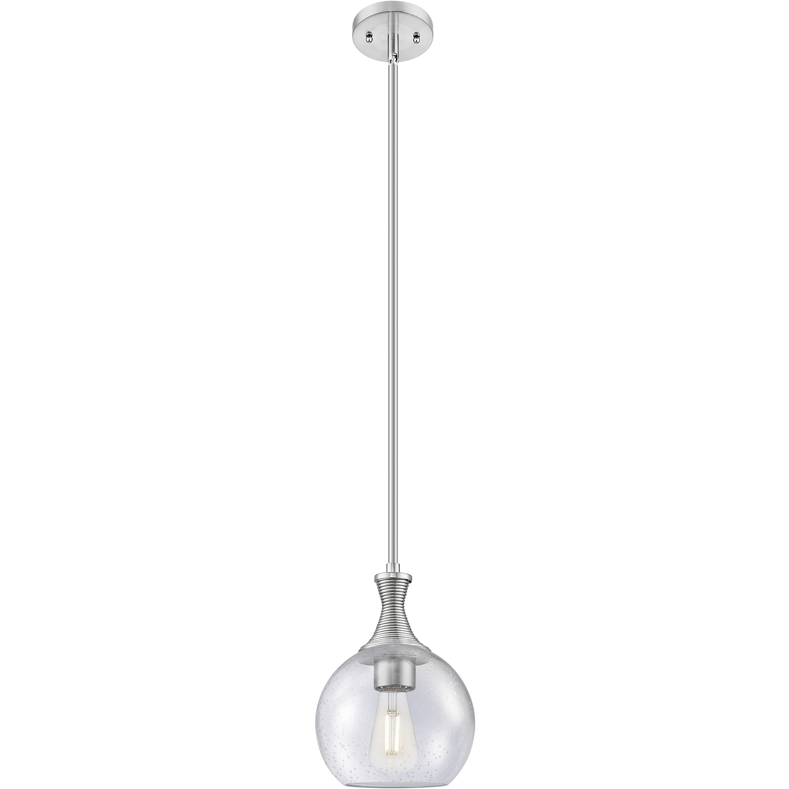 Astor 1 Light 8 inch Satin Nickel Mini Pendant Ceiling Light in Seedy Glass