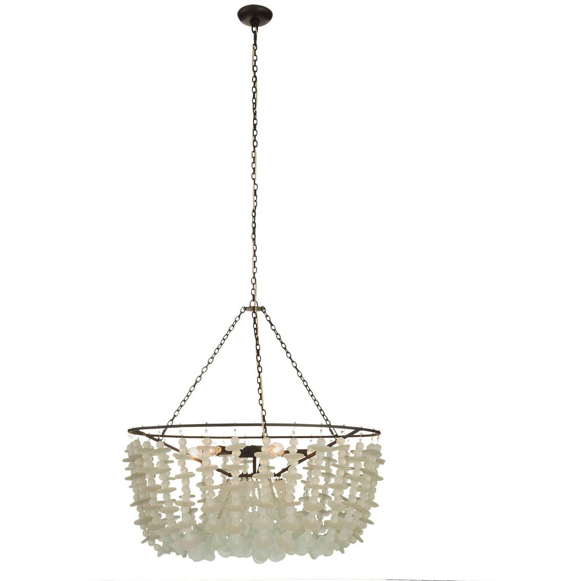 Cyprus 6 Light 34 inch Organic Frosted and Bronze Chandelier Ceiling Light