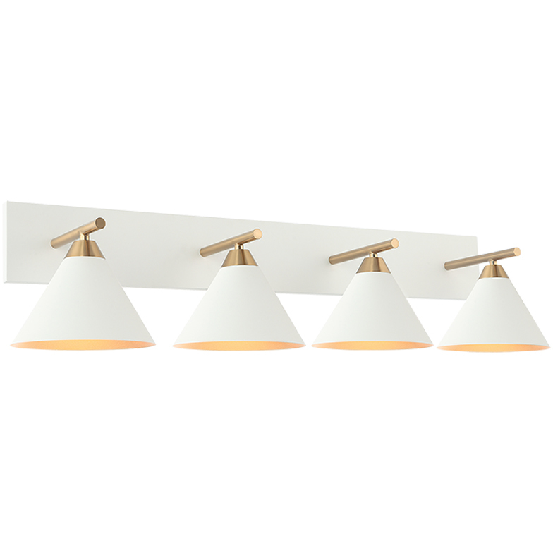 Bliss 4 Light 37.38 inch Aged Gold Brass and White Wall Sconce Wall Light