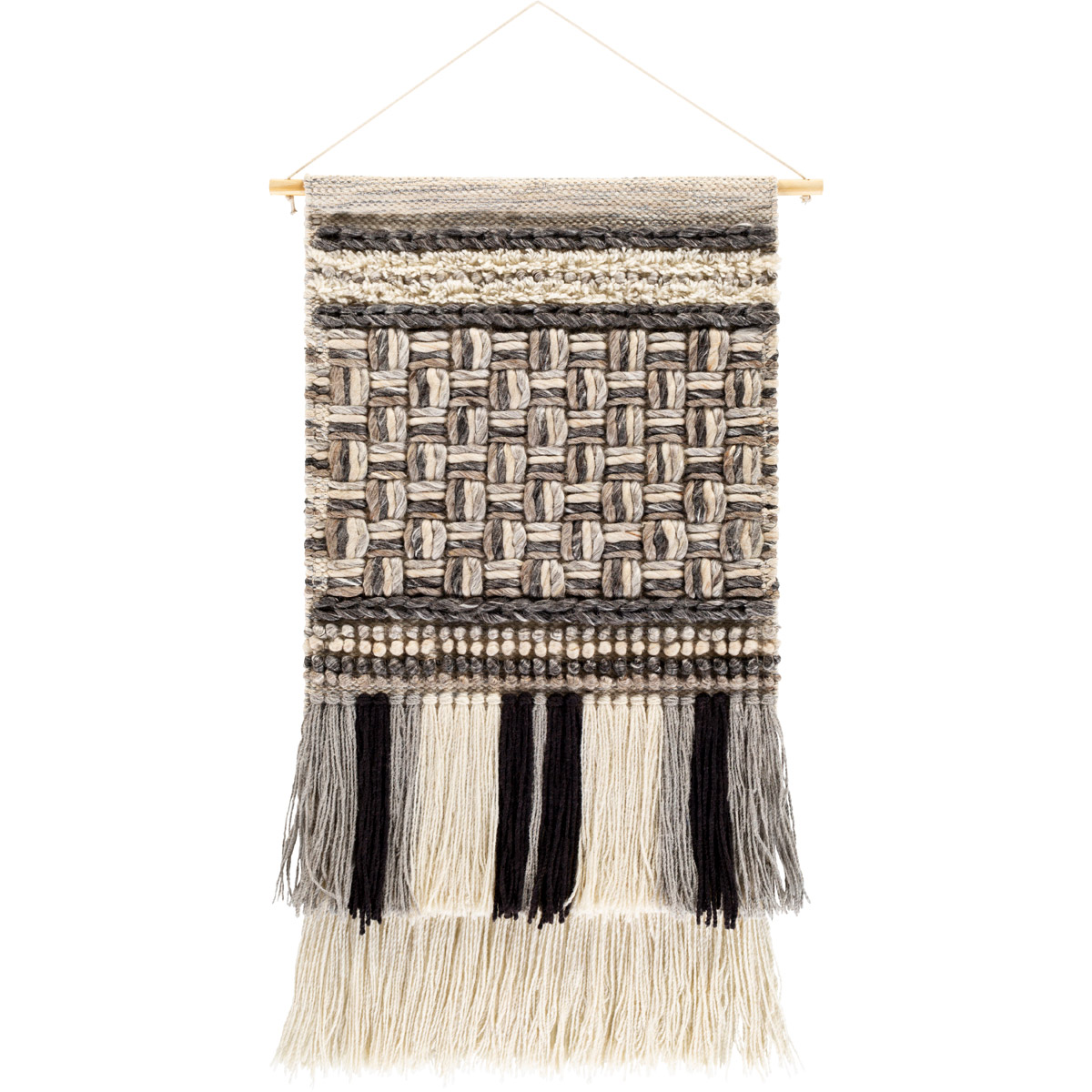 Cordoba Khaki/Light Gray/Medium Gray/Ivory/Black/Charcoal Wall Hangings, Rectangle