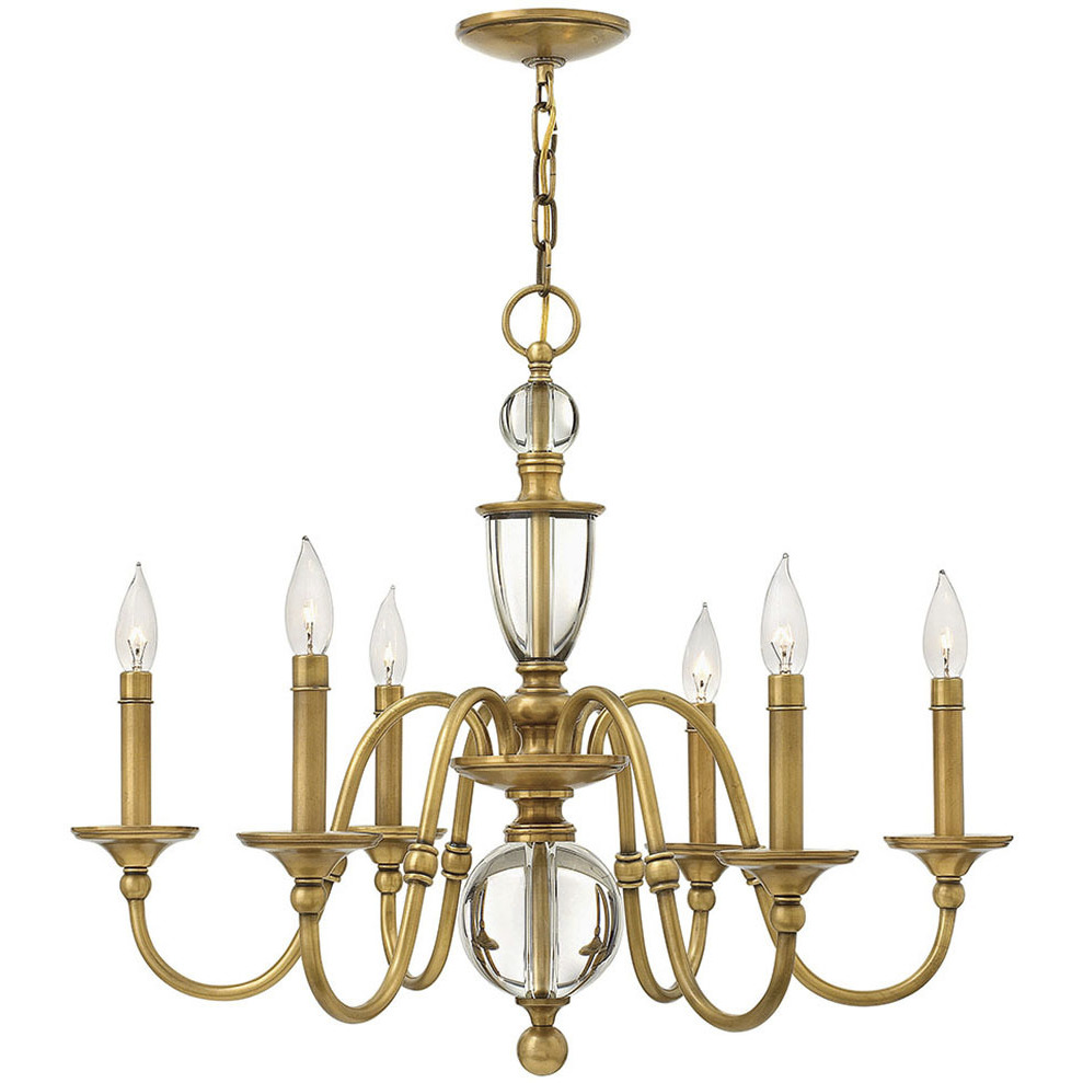 Eleanor 6 Light 27.25 inch Heritage Brass Indoor Chandelier Ceiling Light