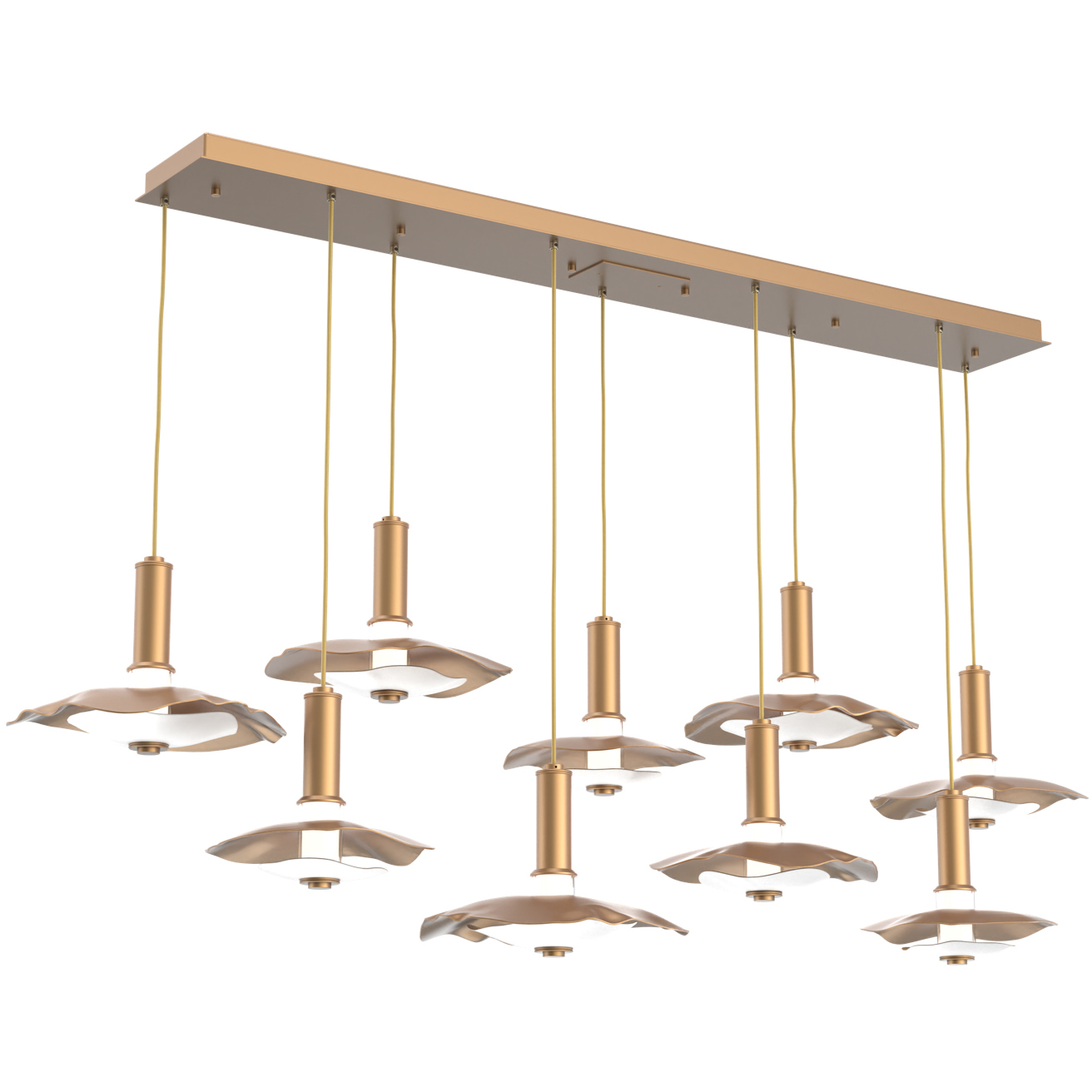 Cumulus Linear Multi-Pendant Ceiling Light in Novel Brass with White Metal