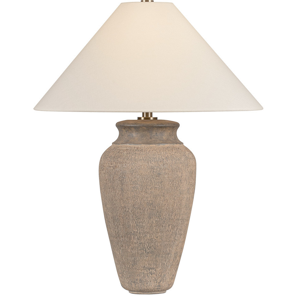 Vessel 28.5 inch 15 watt Patina Brass/Ceramic Textural Umber Table Lamp Portable Light