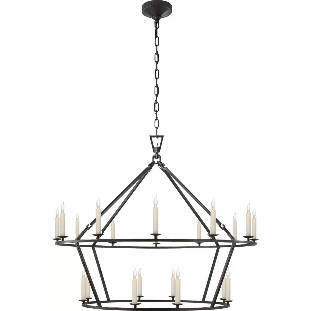 Chapman & Myers Darlana 20 Light 40 inch Aged Iron Two-Tiered Ring Chandelier Ceiling Light, Large