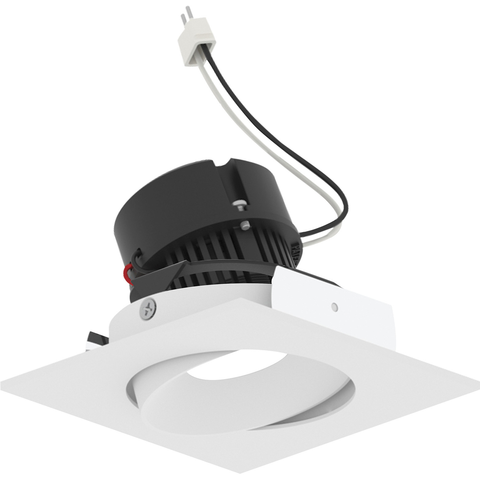 Pearl Warm White Reflector / Warm White Flange LED Square Adjustable Cone Retrofit in Comfort Dim (3000K-2000K), 4" Retrofit