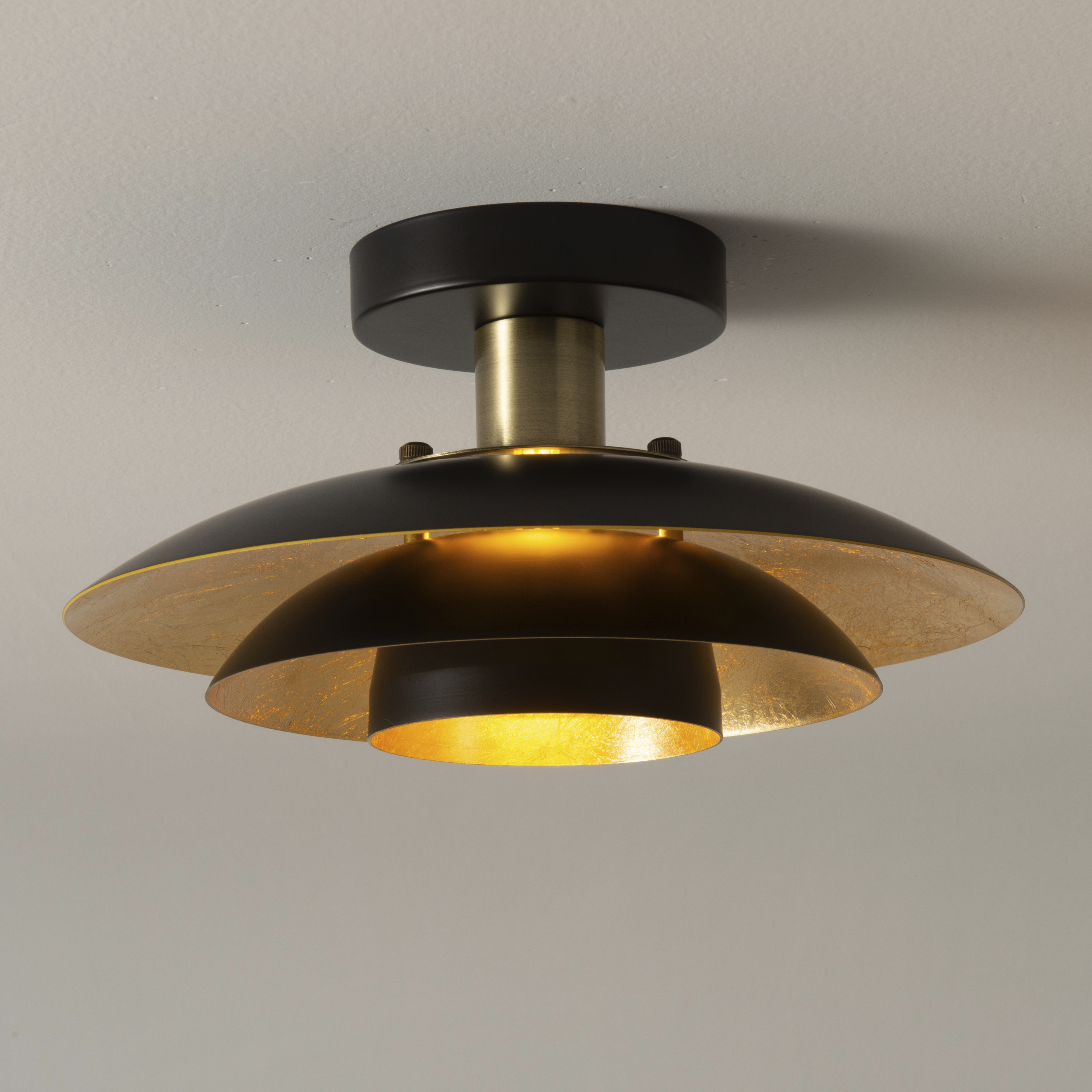 Rancho Mirage 1 Light 12 inch Matte Black and Weathered Brass Flush Mount Ceiling Light