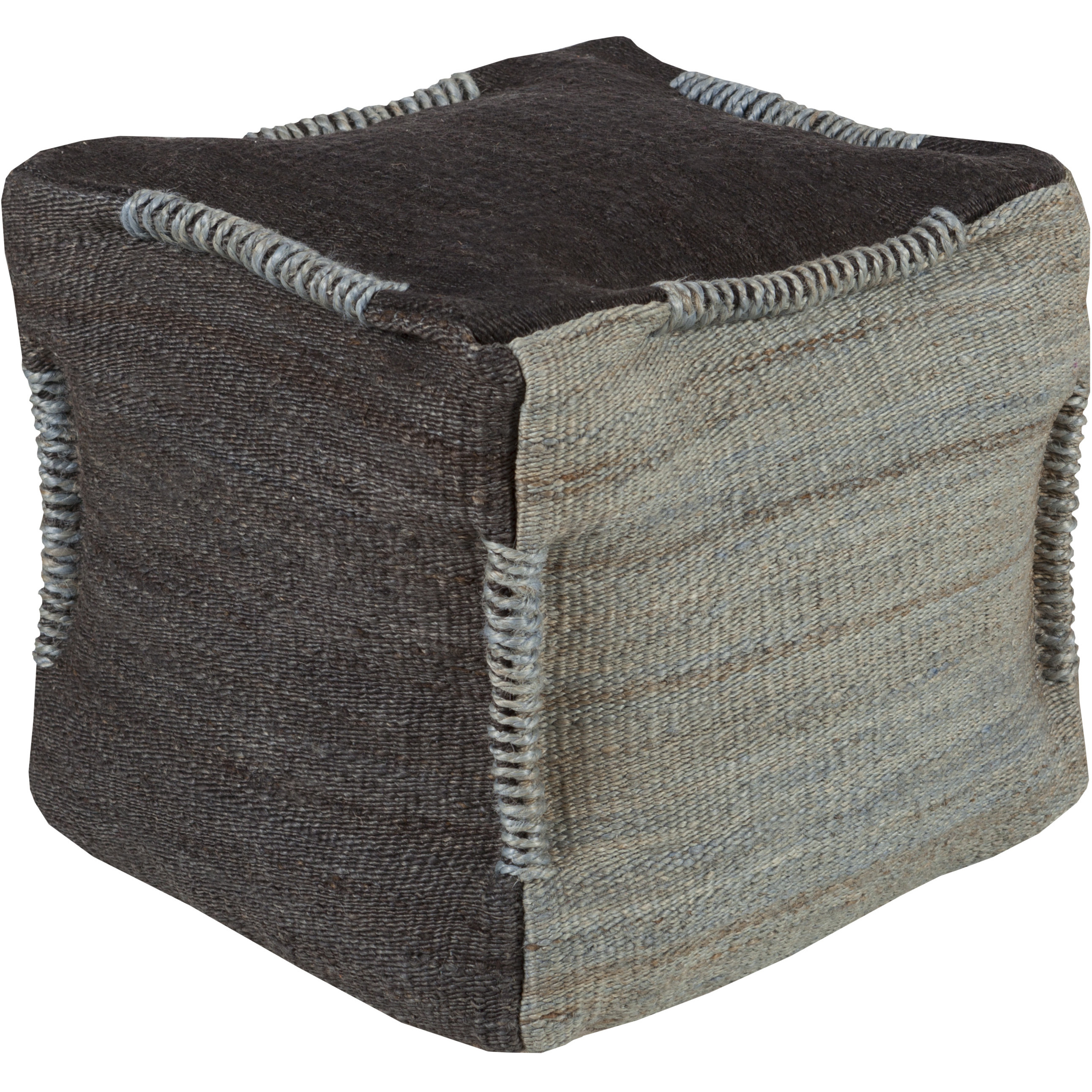 Continental 18 inch Black Pouf, Cube