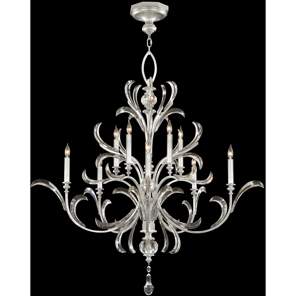 Beveled Arcs 10 Light 56 inch Silver Chandelier Ceiling Light