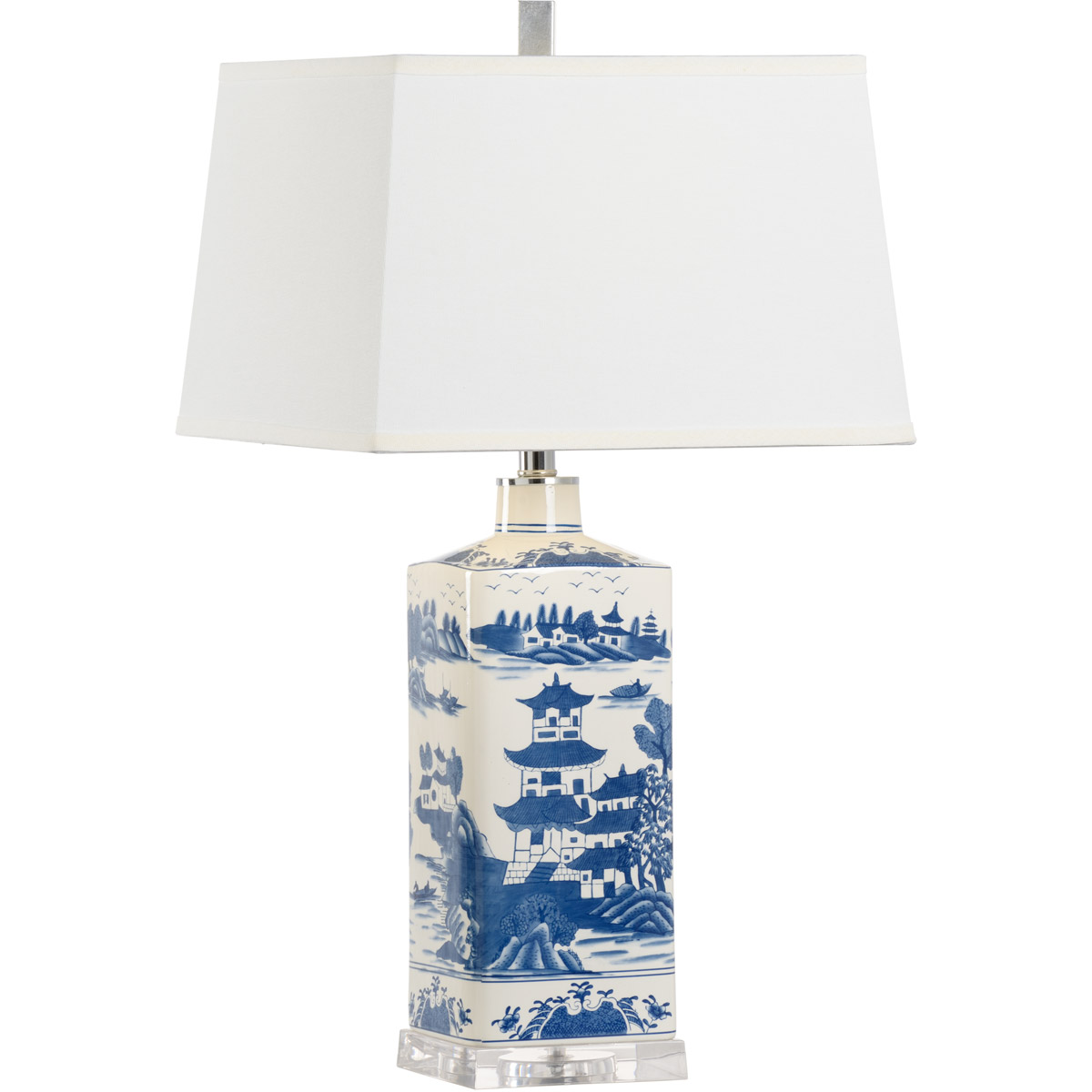 Town Square 28 inch 100.00 watt Blue/White Glaze/Clear Table Lamp Portable Light