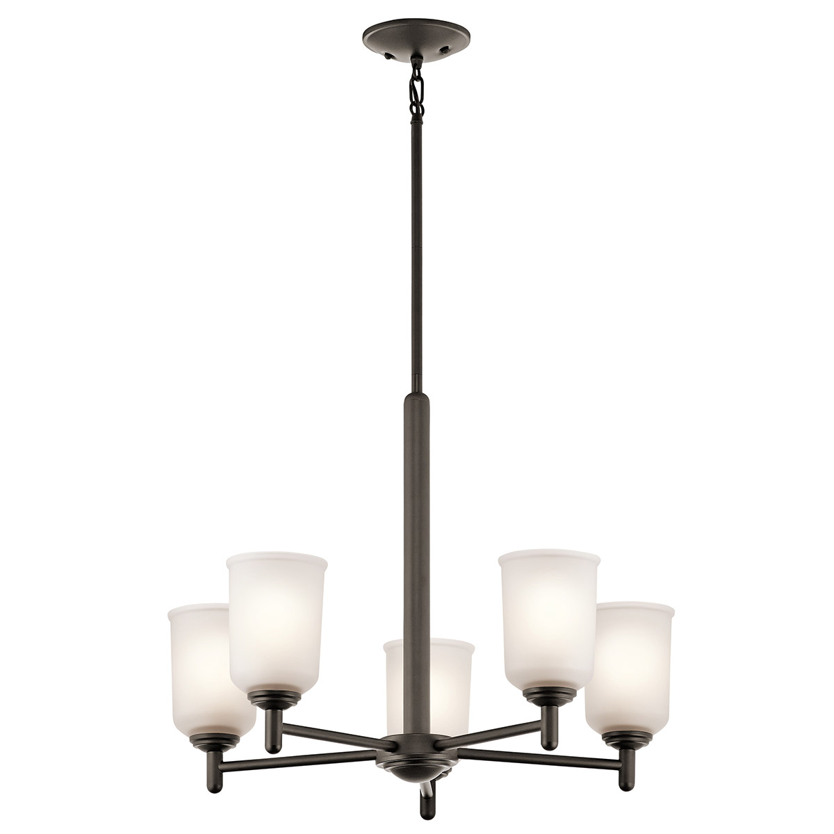 Shailene 5 Light 23.5 inch Olde Bronze Chandelier 1 Tier Medium Ceiling Light in Satin Etched Glass, 1 Tier Medium
