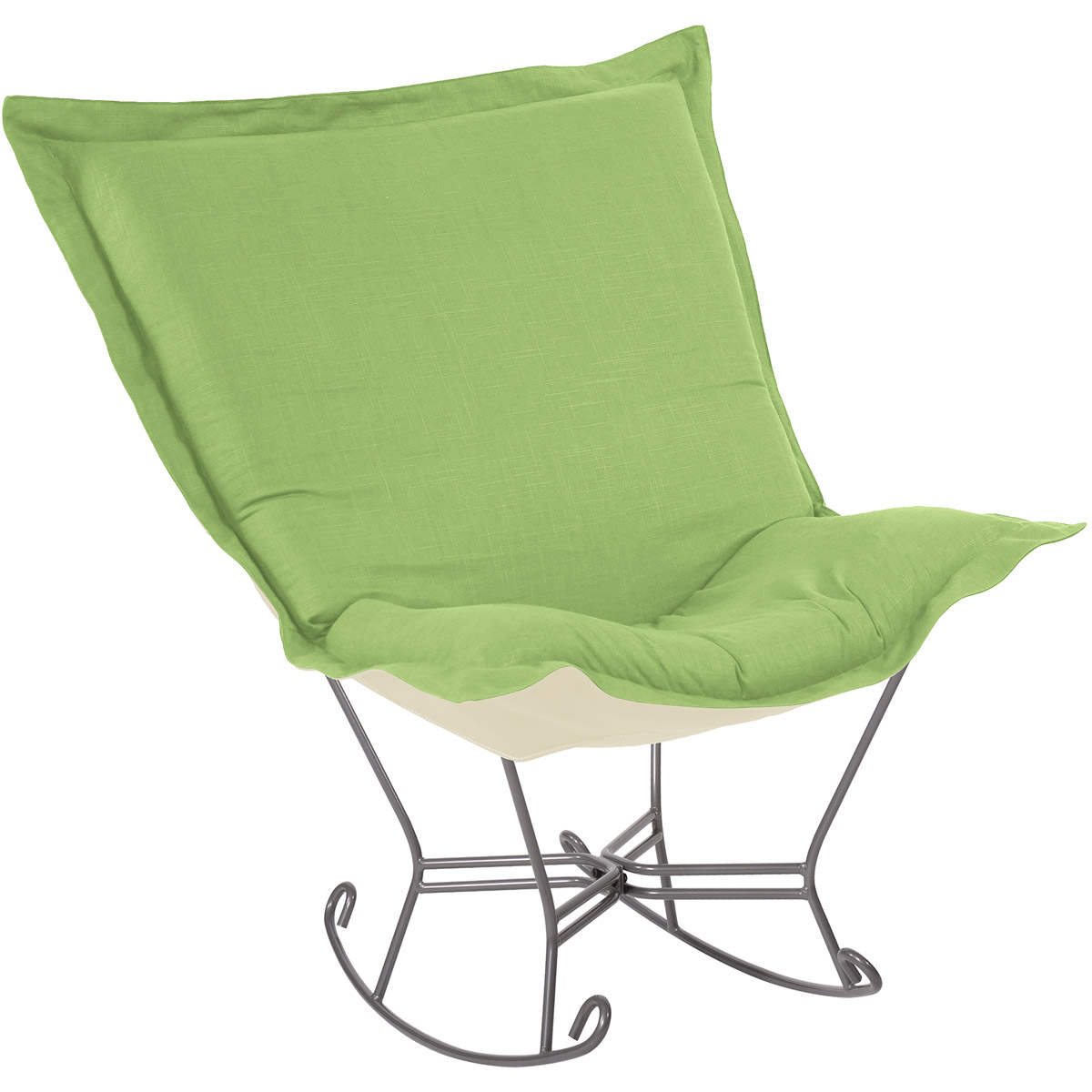 Puff Titanium Frame with Linen Slub Grass Scroll Rocker with Cover