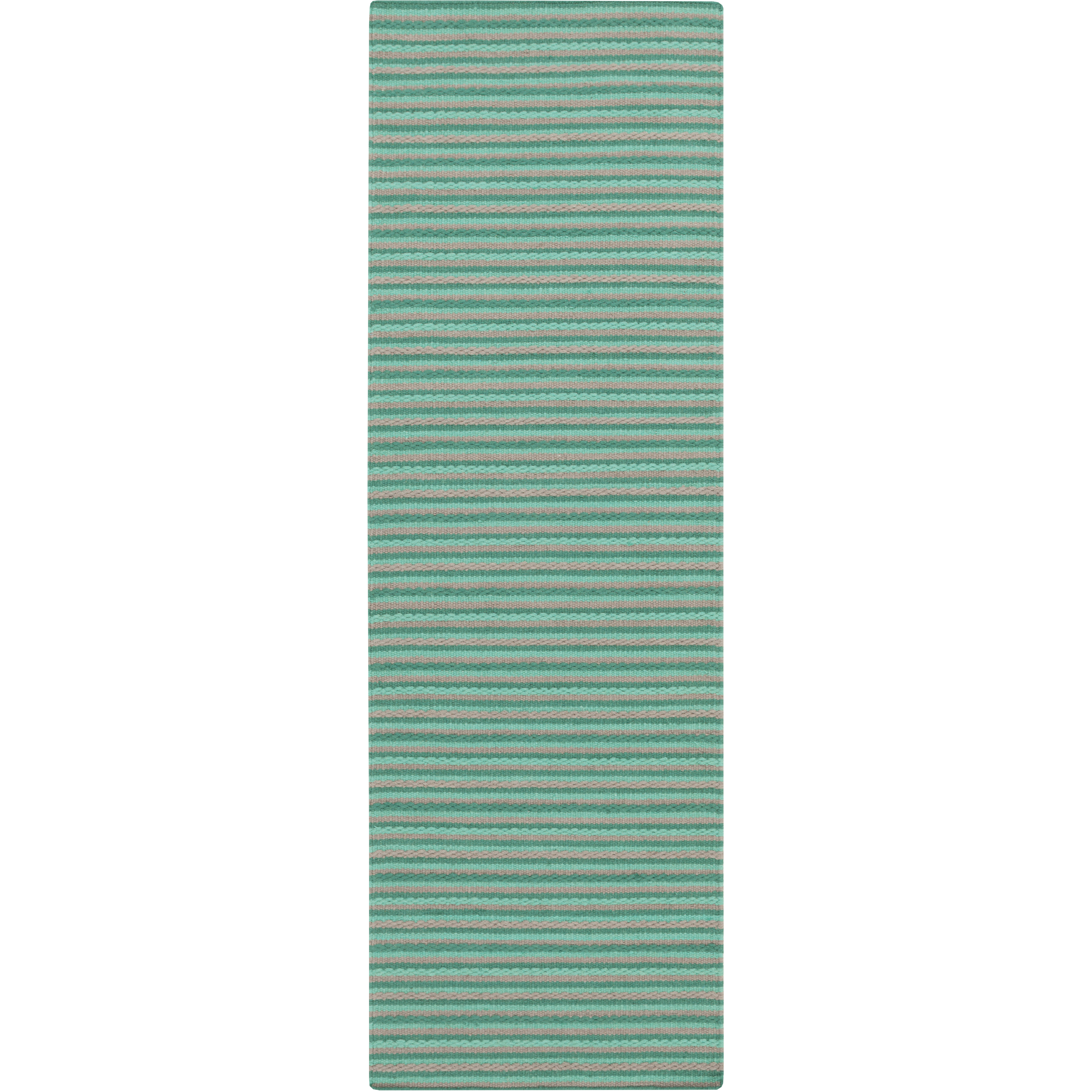 Ravena 96 X 30 inch Mint, Emerald, Light Gray Rug
