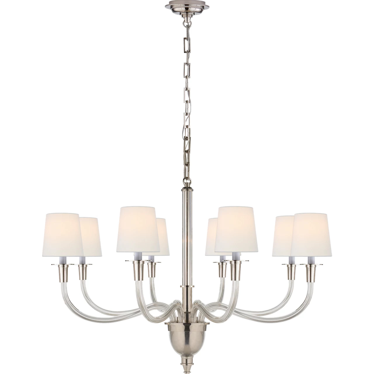 Thomas O'Brien Vivian 8 Light 36 inch Polished Nickel One-Tier Chandelier Ceiling Light in Linen, Large