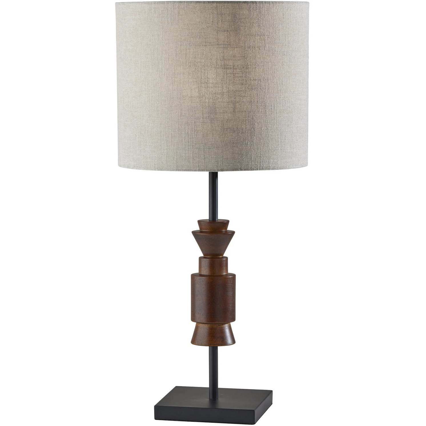Elton 28 inch 60 watt Black and Walnut Rubber Wood Table Lamp Portable Light