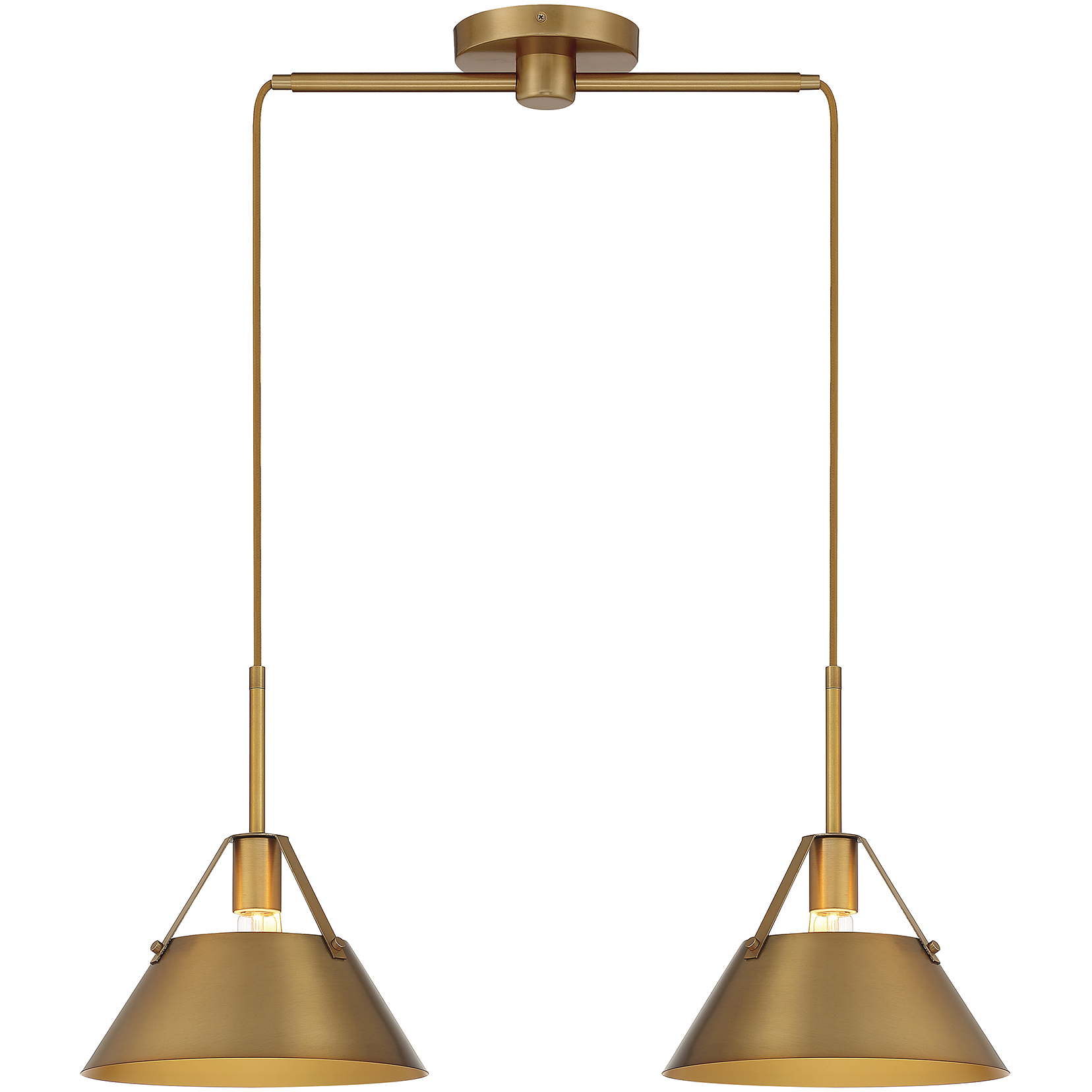 Vintage 2 Light 29 inch Natural Brass Linear Chandelier Ceiling Light
