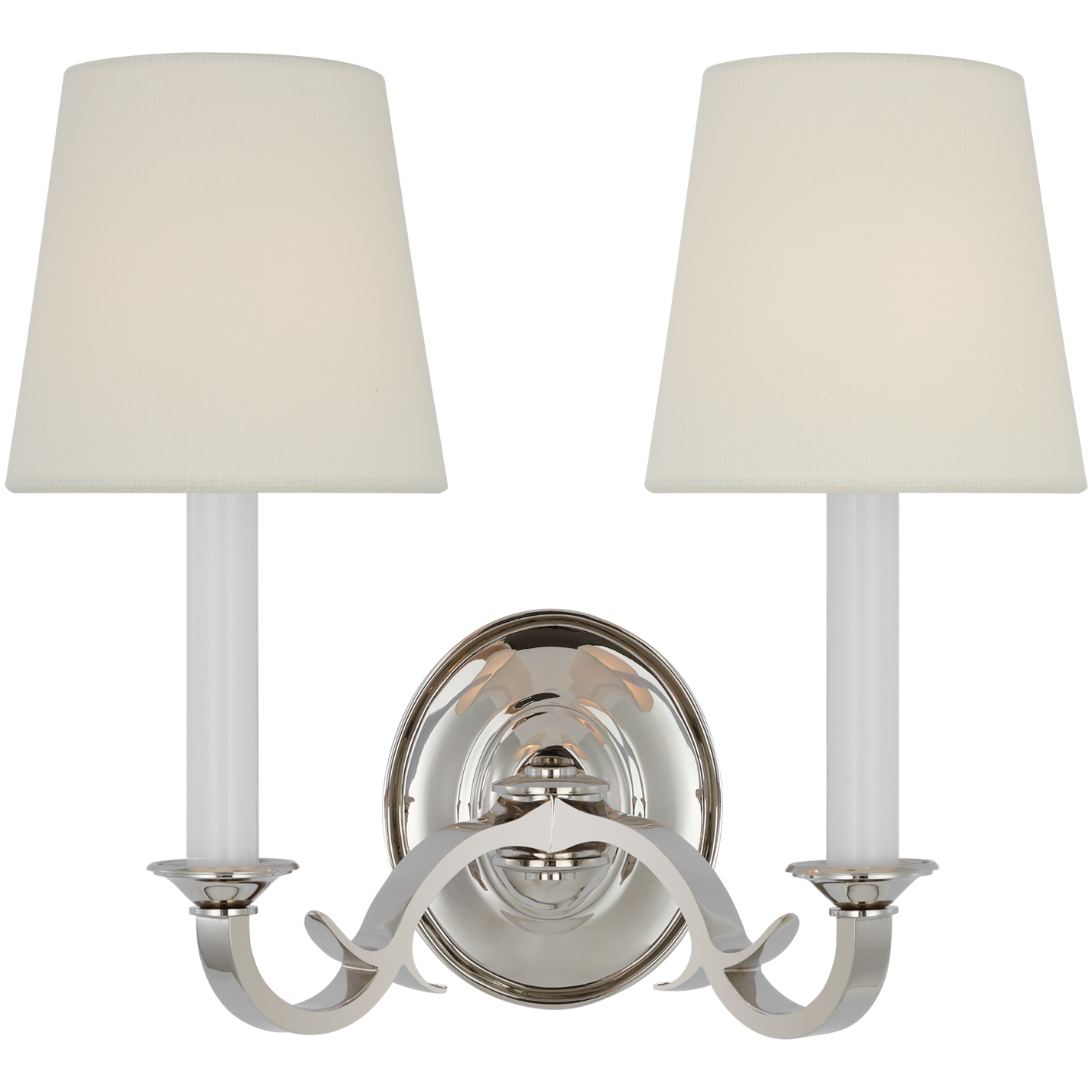 Thomas O'Brien Channing 2 Light 15 inch Polished Nickel Double Sconce Wall Light in Linen