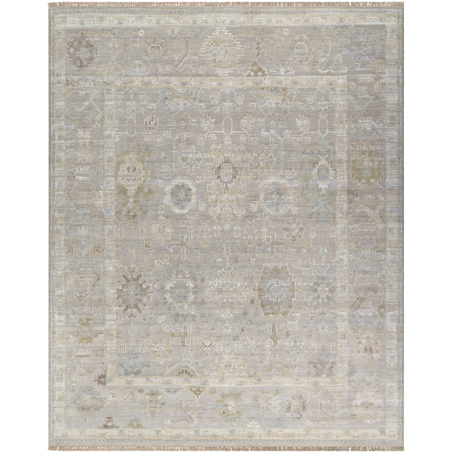 Sinclair 108 X 72 inch Sterling Grey / Sage / Light Silver Handmade Rug in 6 x 9