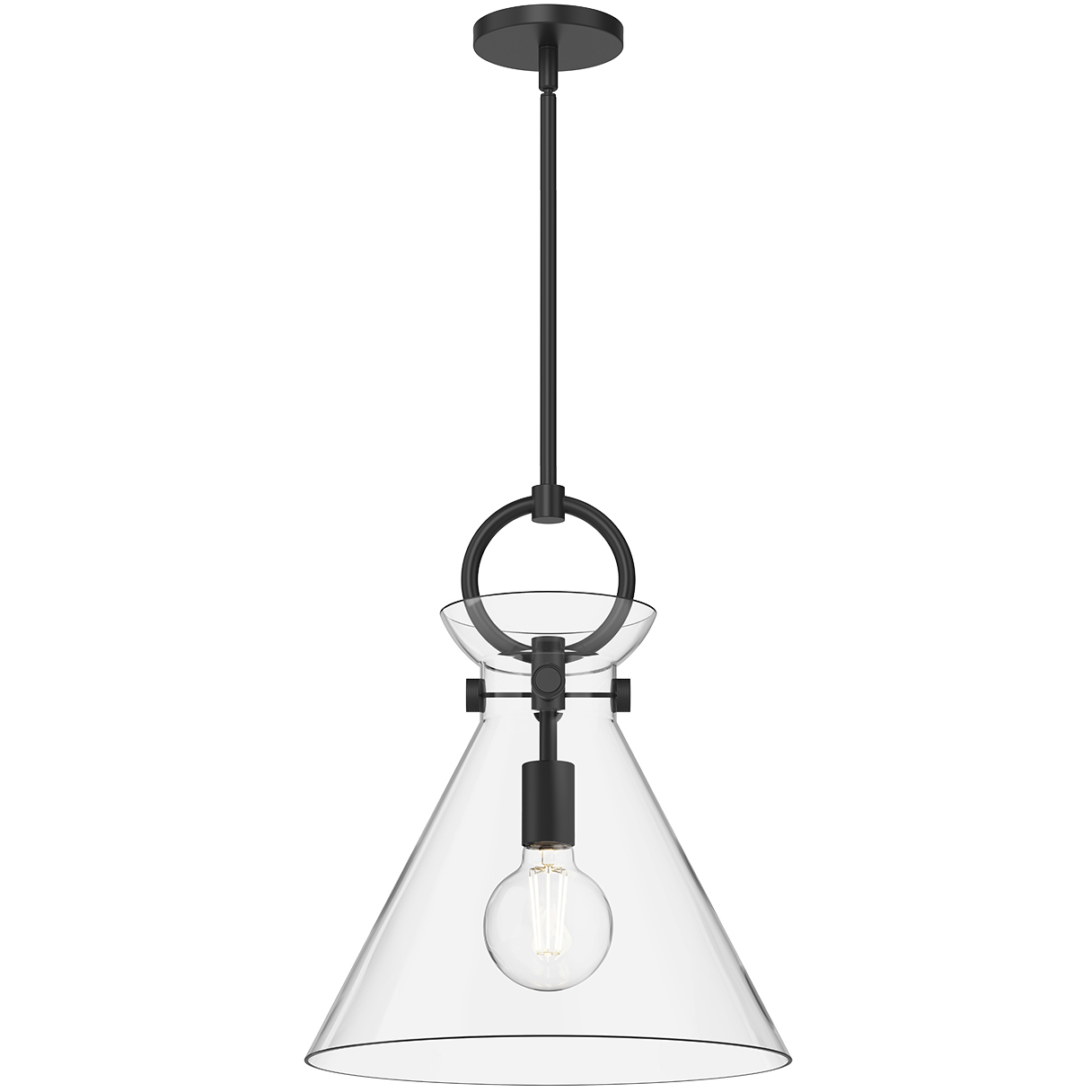 Alora Mood Emerson 1 Light 14 inch Matte Black Pendant Ceiling Light in Clear Glass