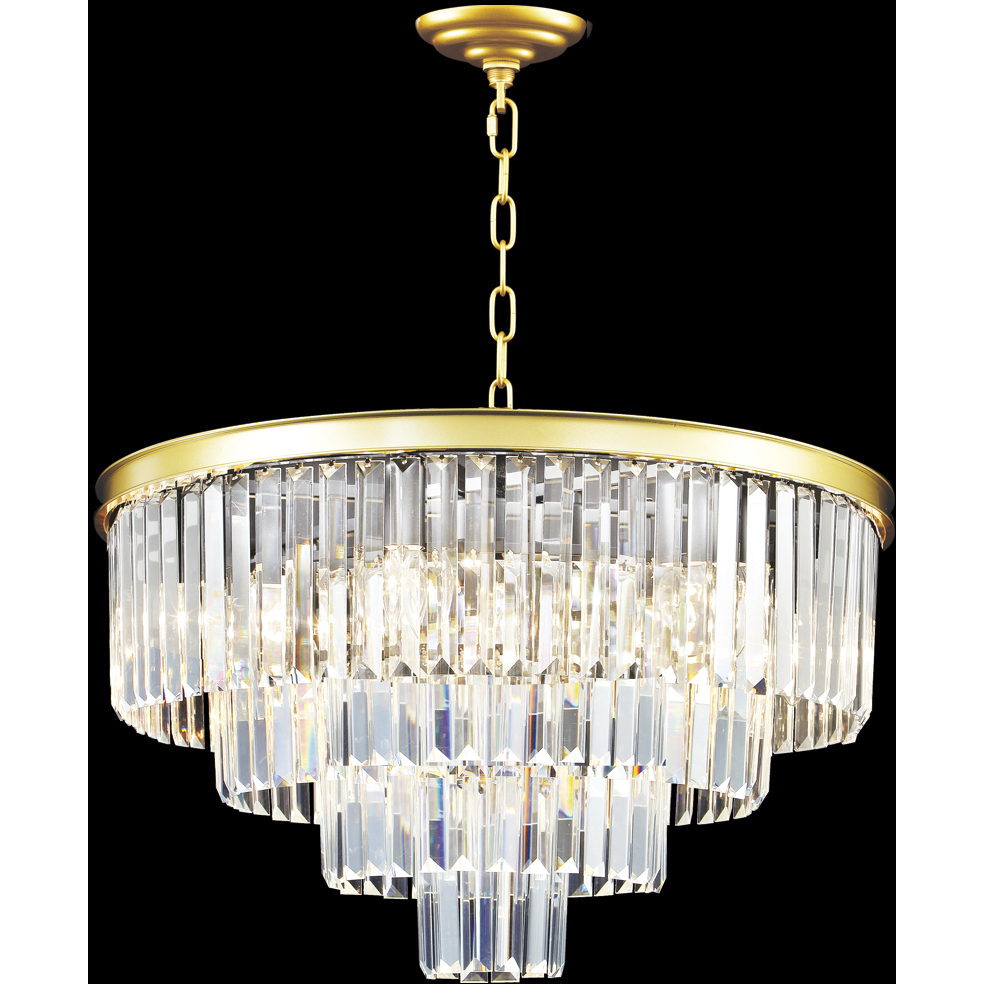 Contemporary Europa 9 Light Satin Gold Chandelier Ceiling Light
