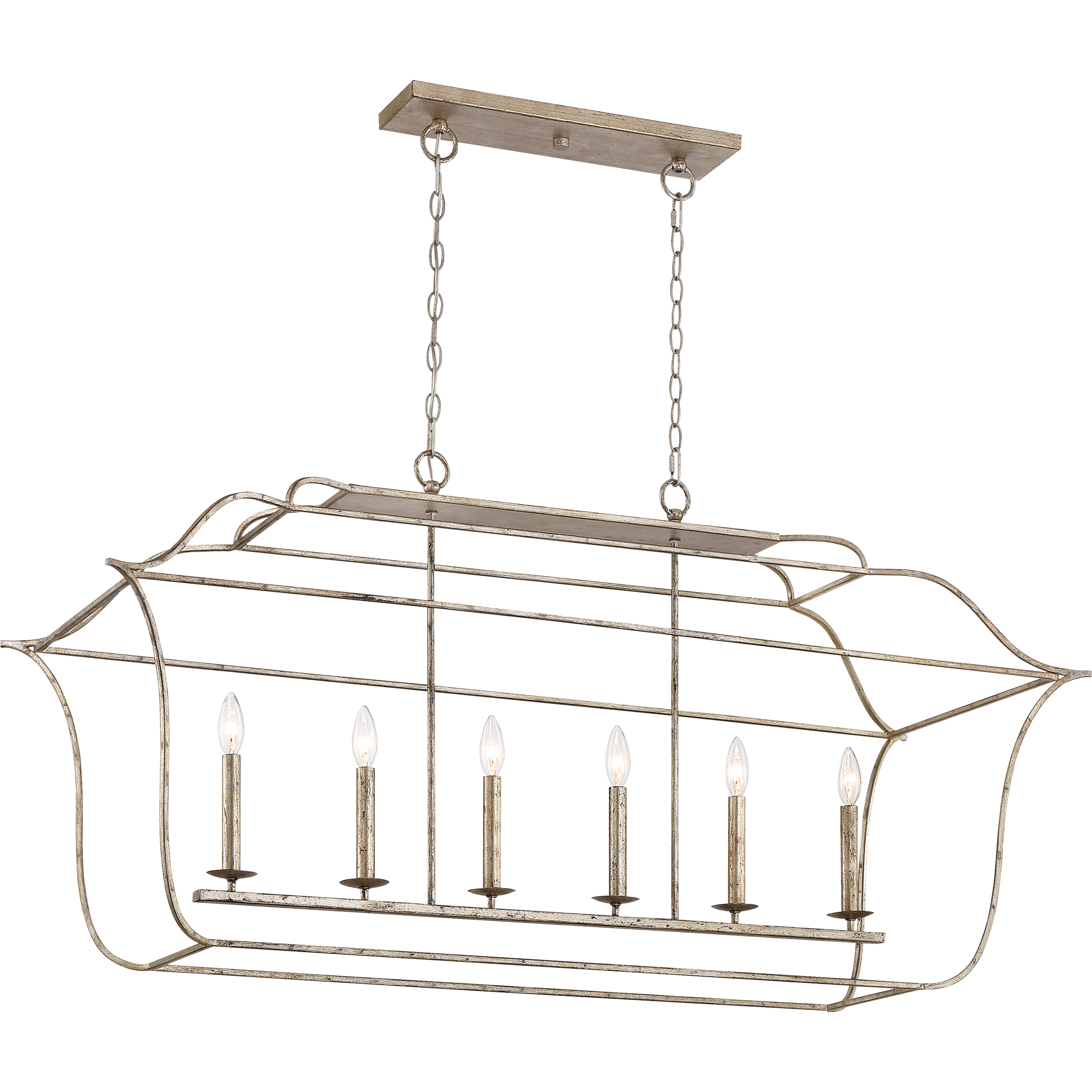 Gallery 6 Light 48 inch Century Silver Leaf Island Chandelier Ceiling Light