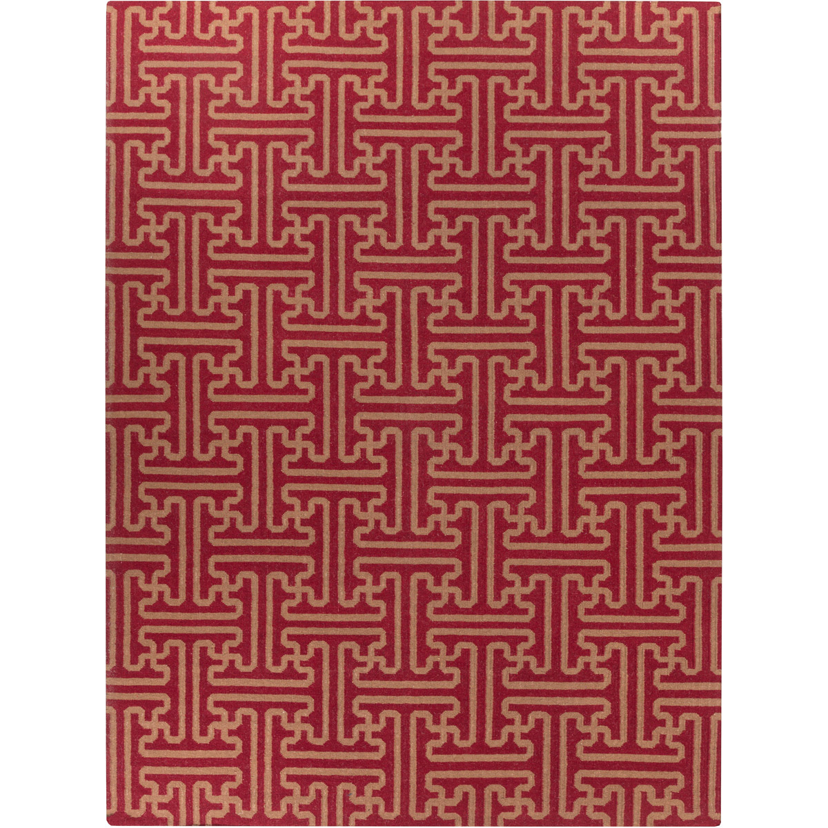 Archive 132 X 96 inch Dark Red, Khaki Rug