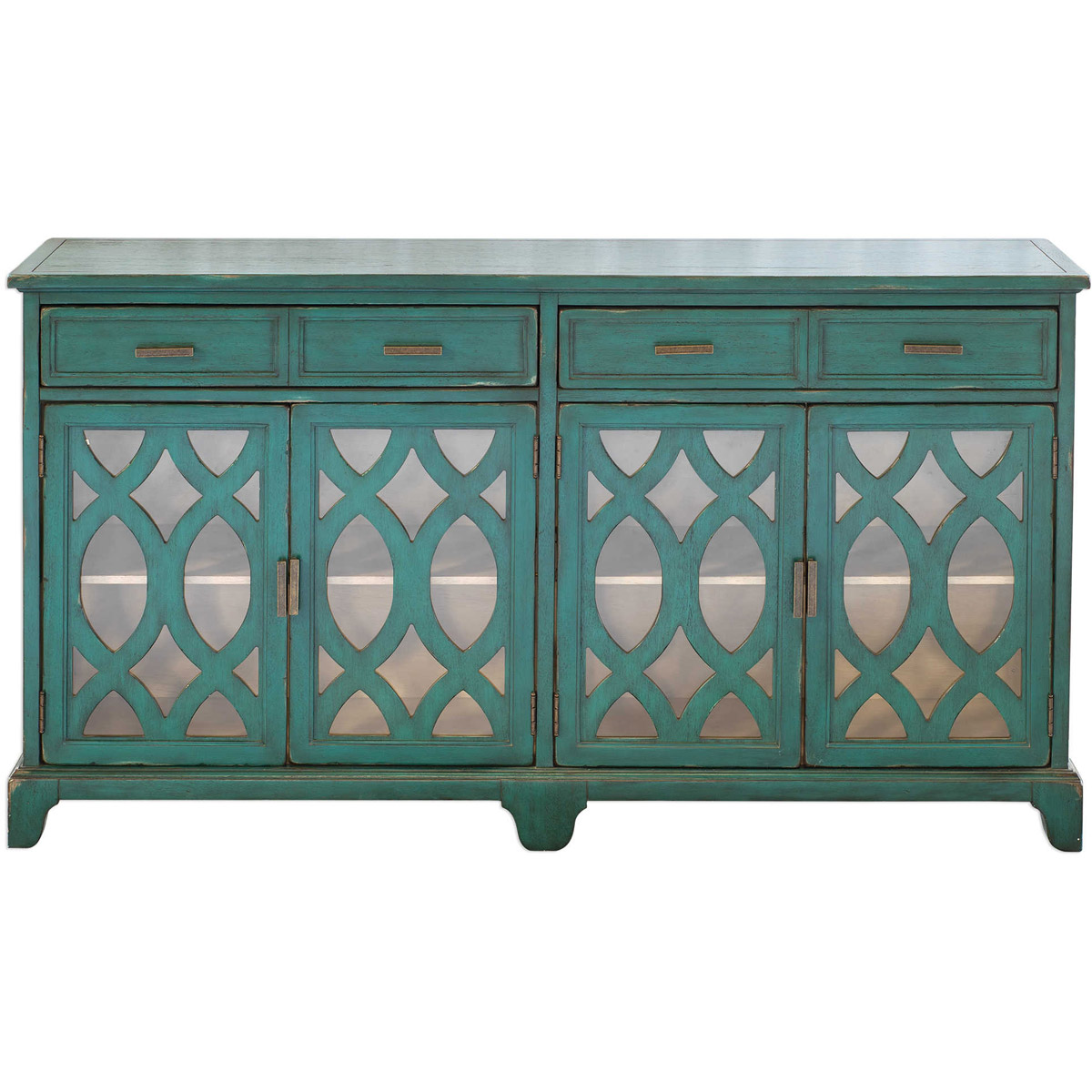 Oksana 63 inch Antique Green and Antique White Credenza