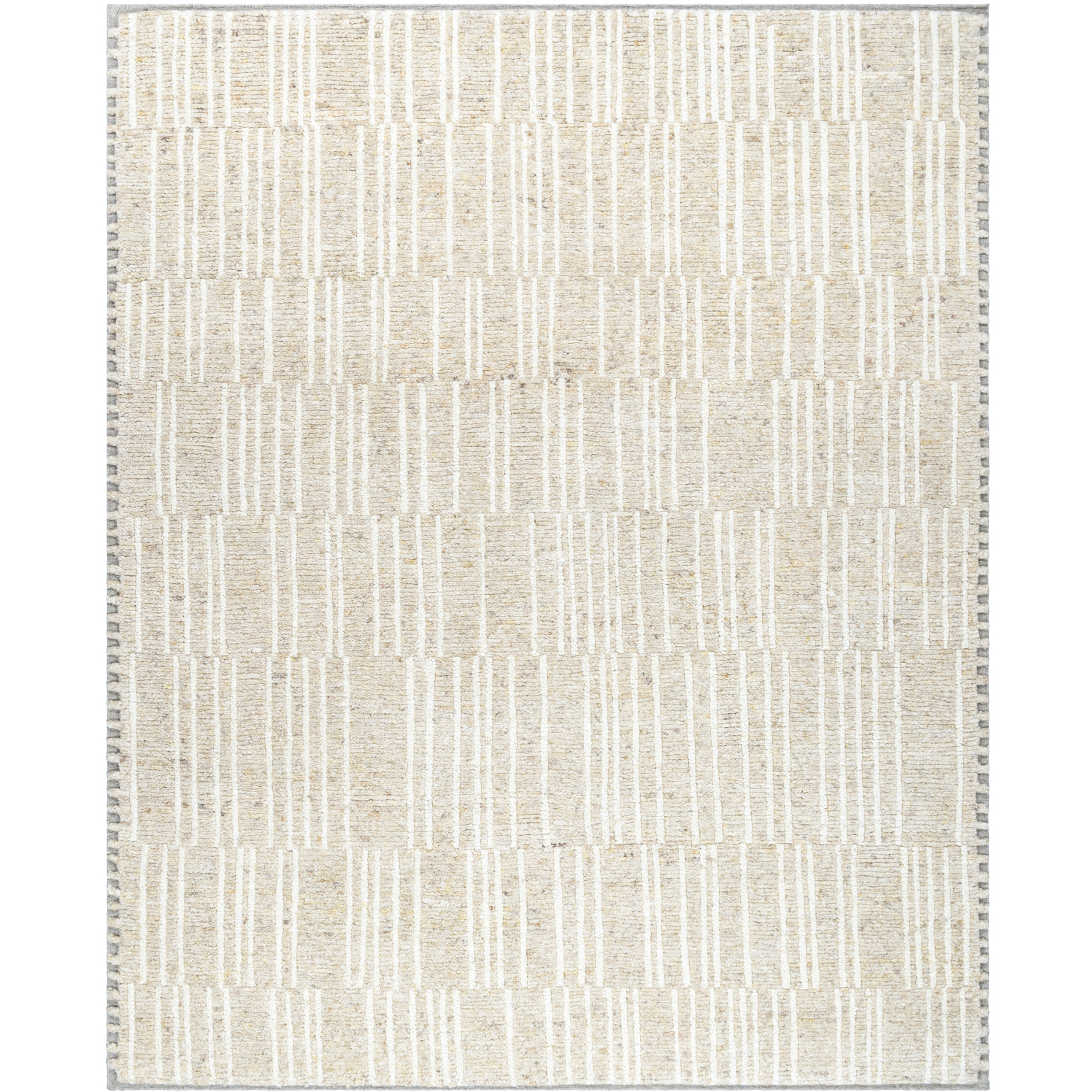 Davey 120 X 96 inch Beige / Black Handmade Rug in 8 x 10
