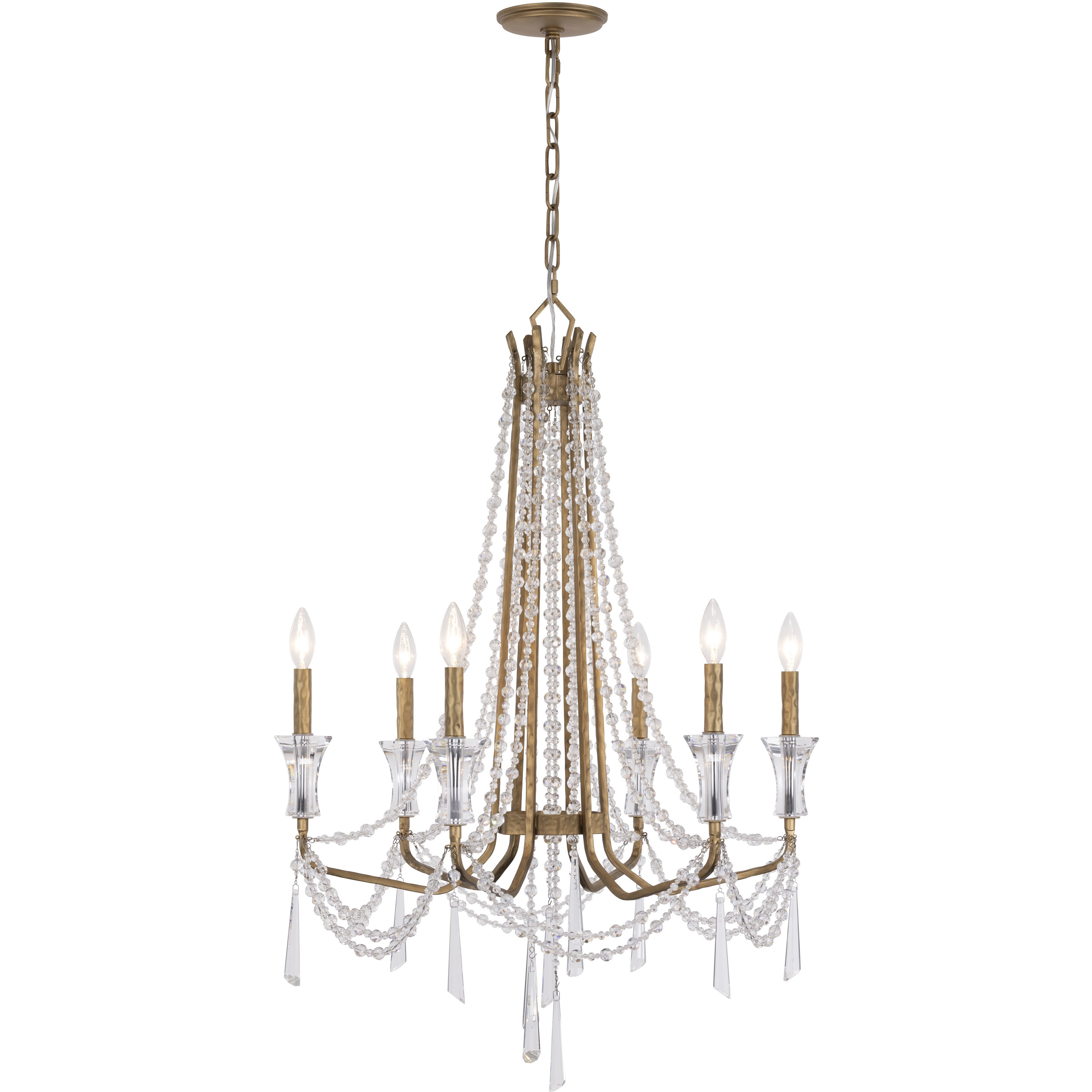 Barcelona 6 Light 27 inch Brass Kisser Chandelier Ceiling Light